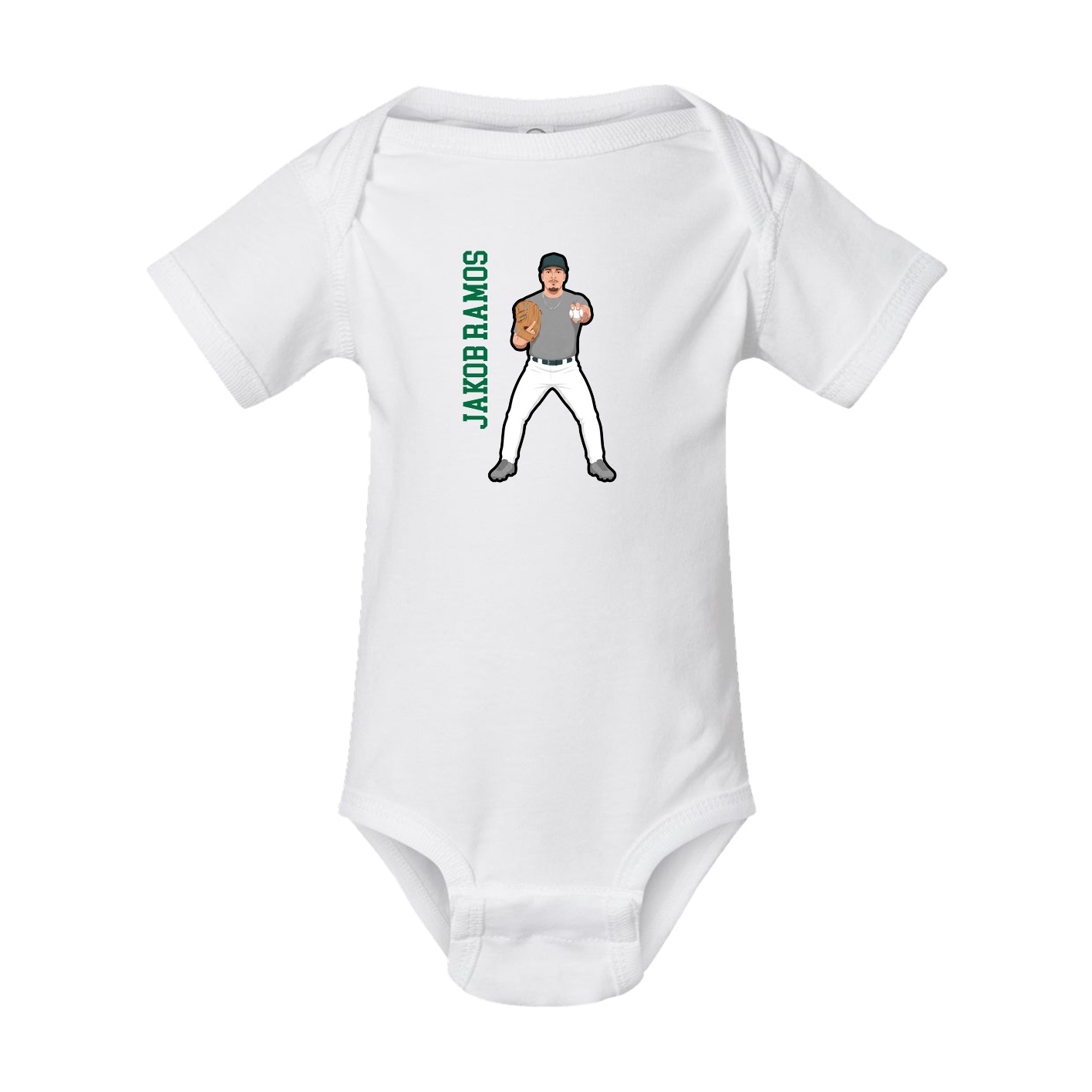 Baby Onesie — Name Vertical in White