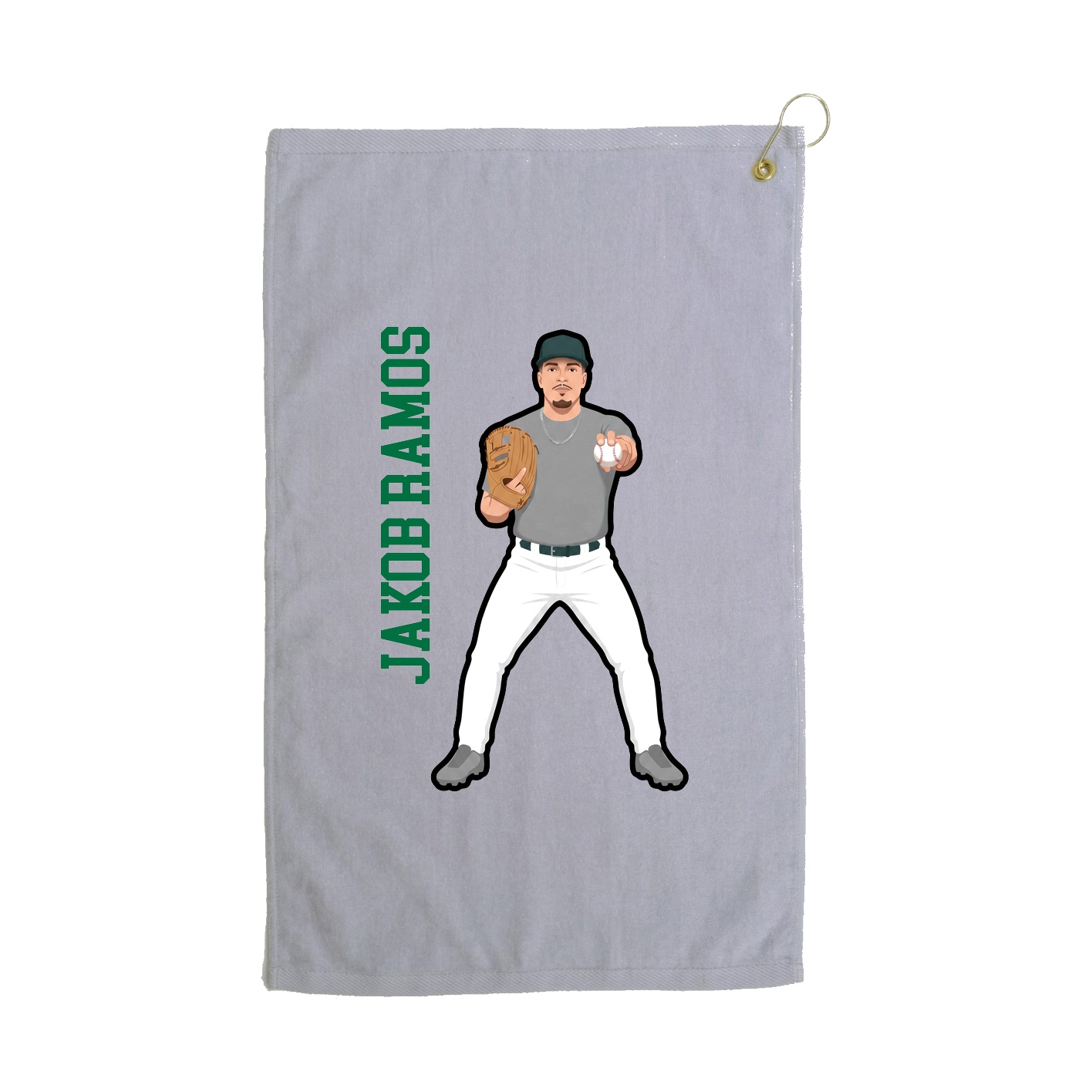 Golf Towel — Name Vertical in Grey