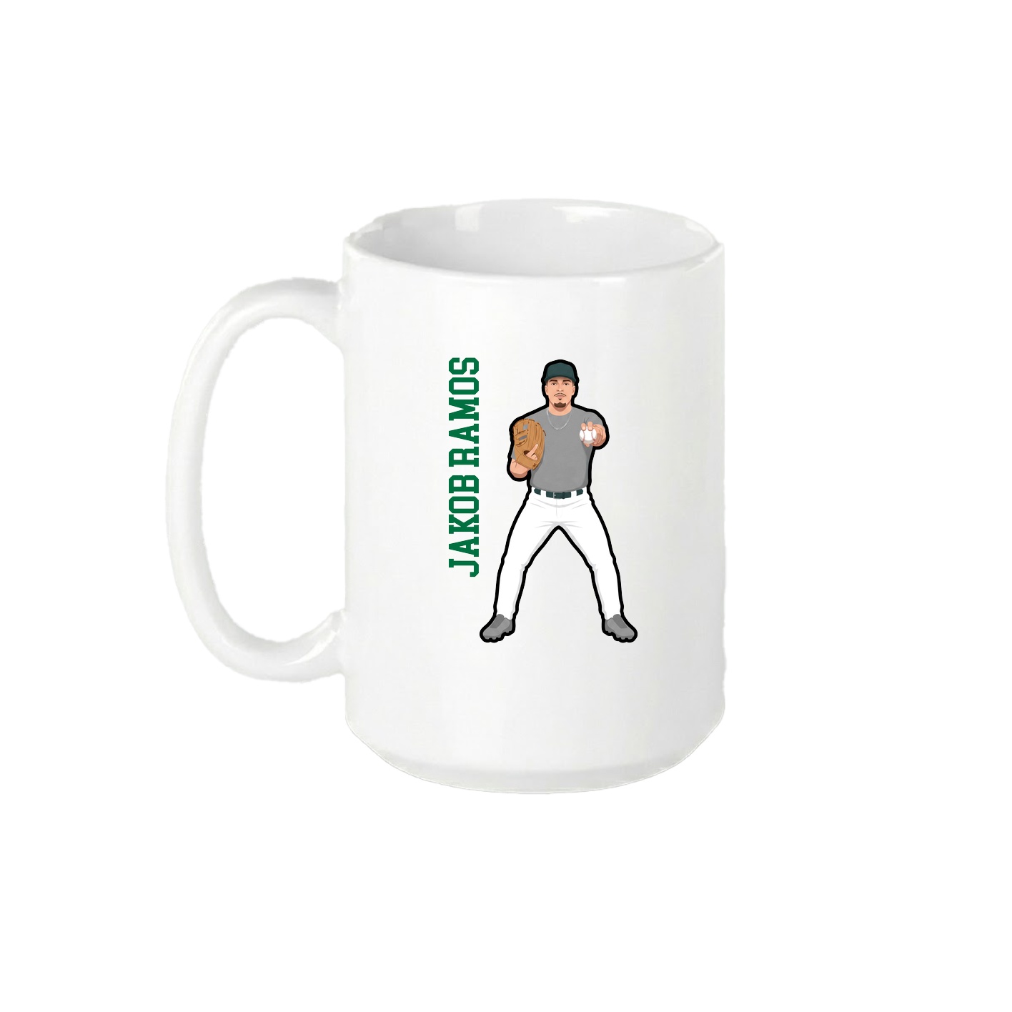15oz Coffee Mug — Name Vertical in White