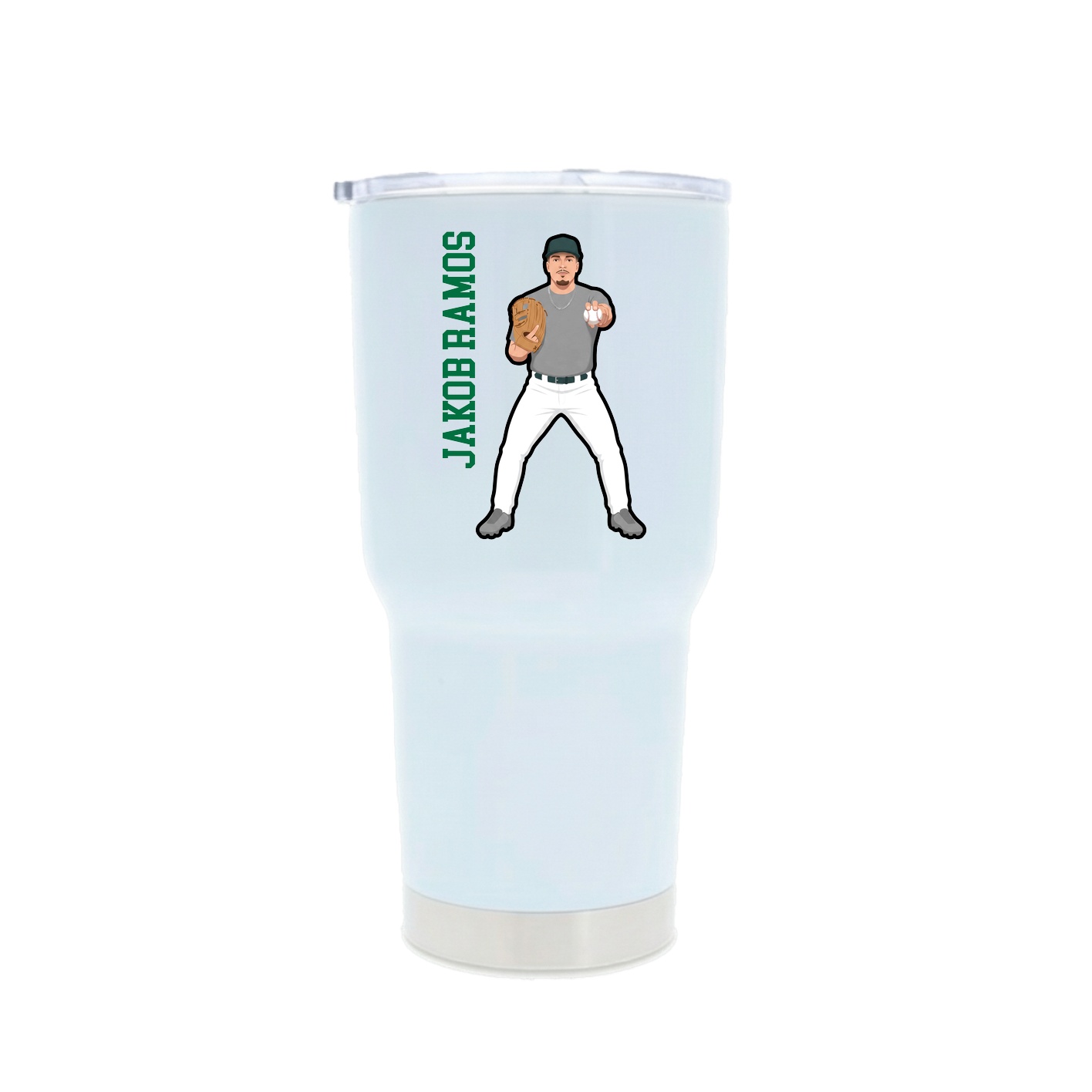 30oz Stainless Steel Tumbler — Name Vertical in White