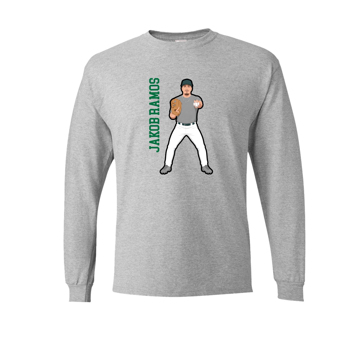 Long Sleeve Tee — Name Vertical in Grey