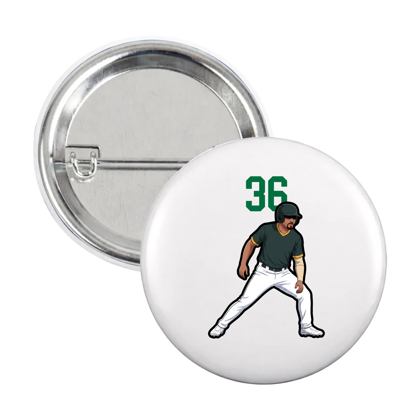 Game Day Button — Number Top in White