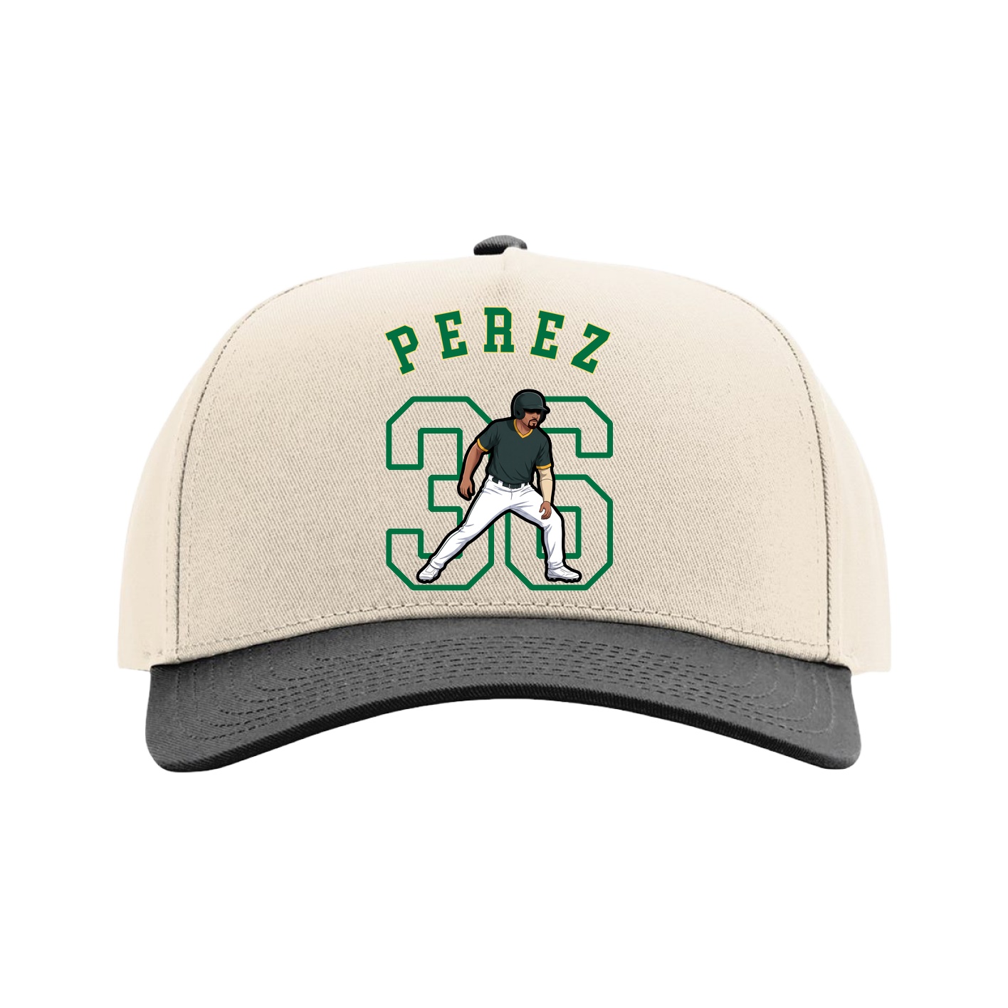 Full Fabric Five-Panel Champ Cap — Shirsey Arch in Cream/Black