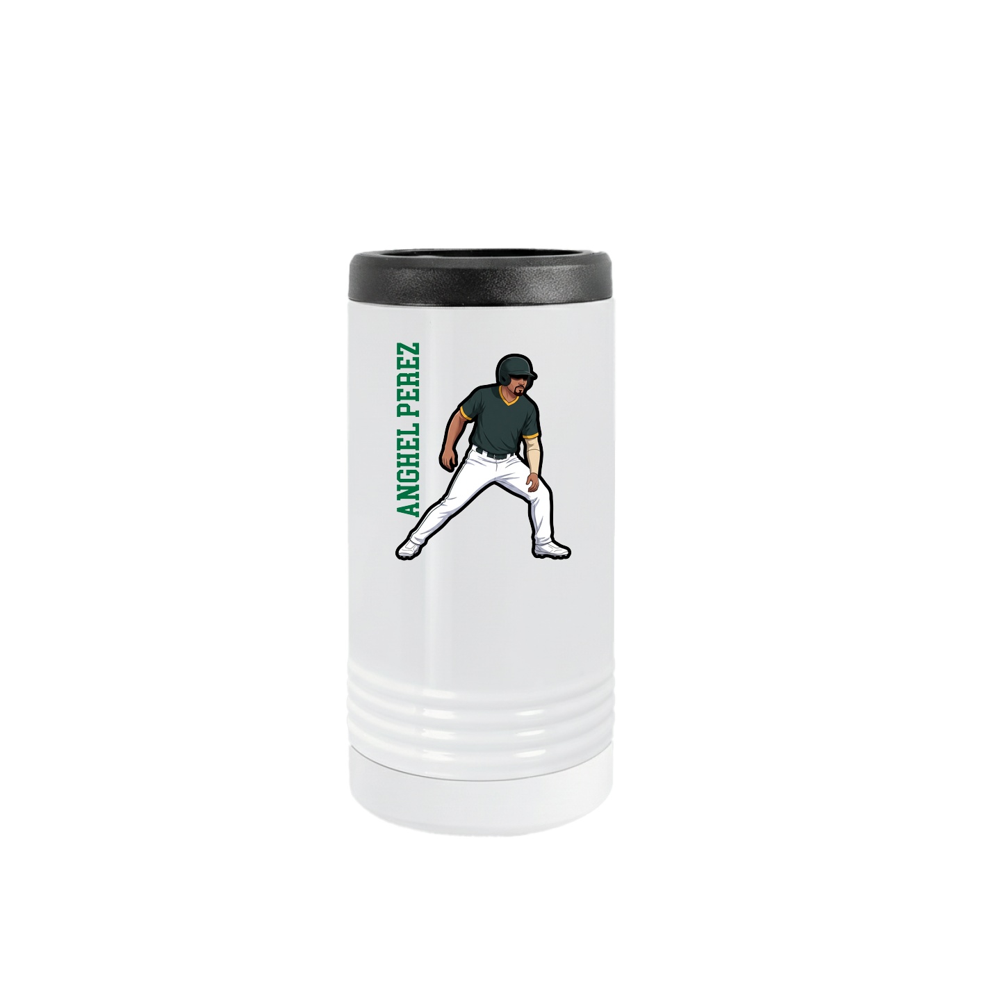 Slim Beverage Holder — Name Vertical in White