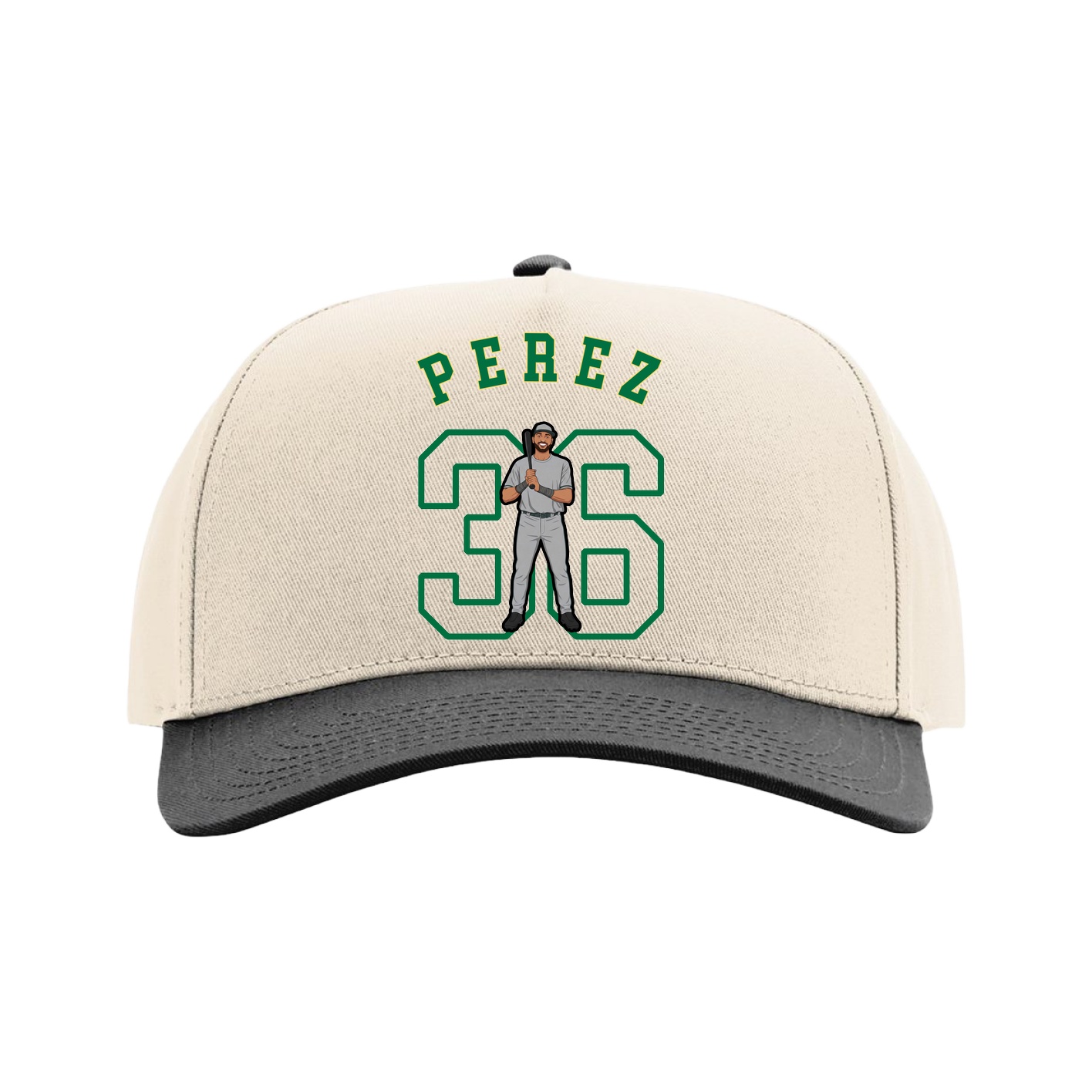 Full Fabric Five-Panel Champ Cap — Shirsey Arch in Cream/Black