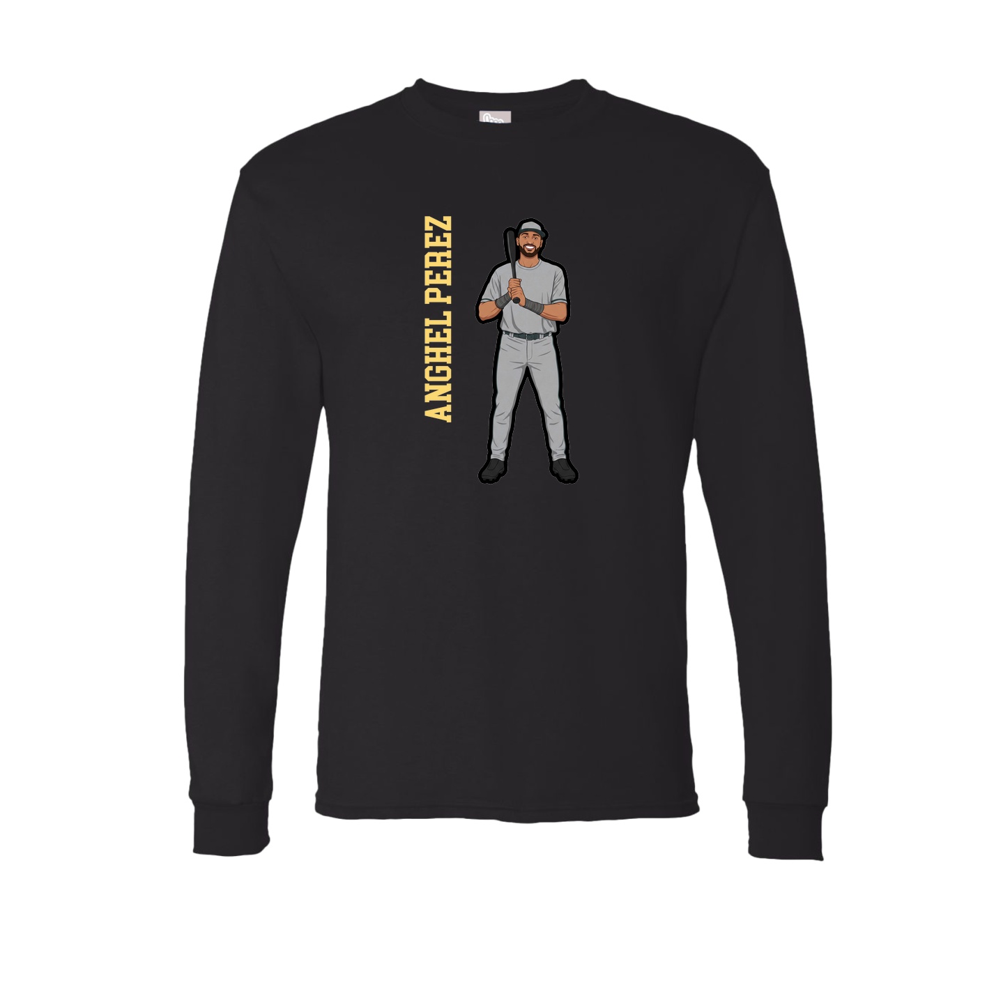 Long Sleeve Tee — Name Vertical in Black