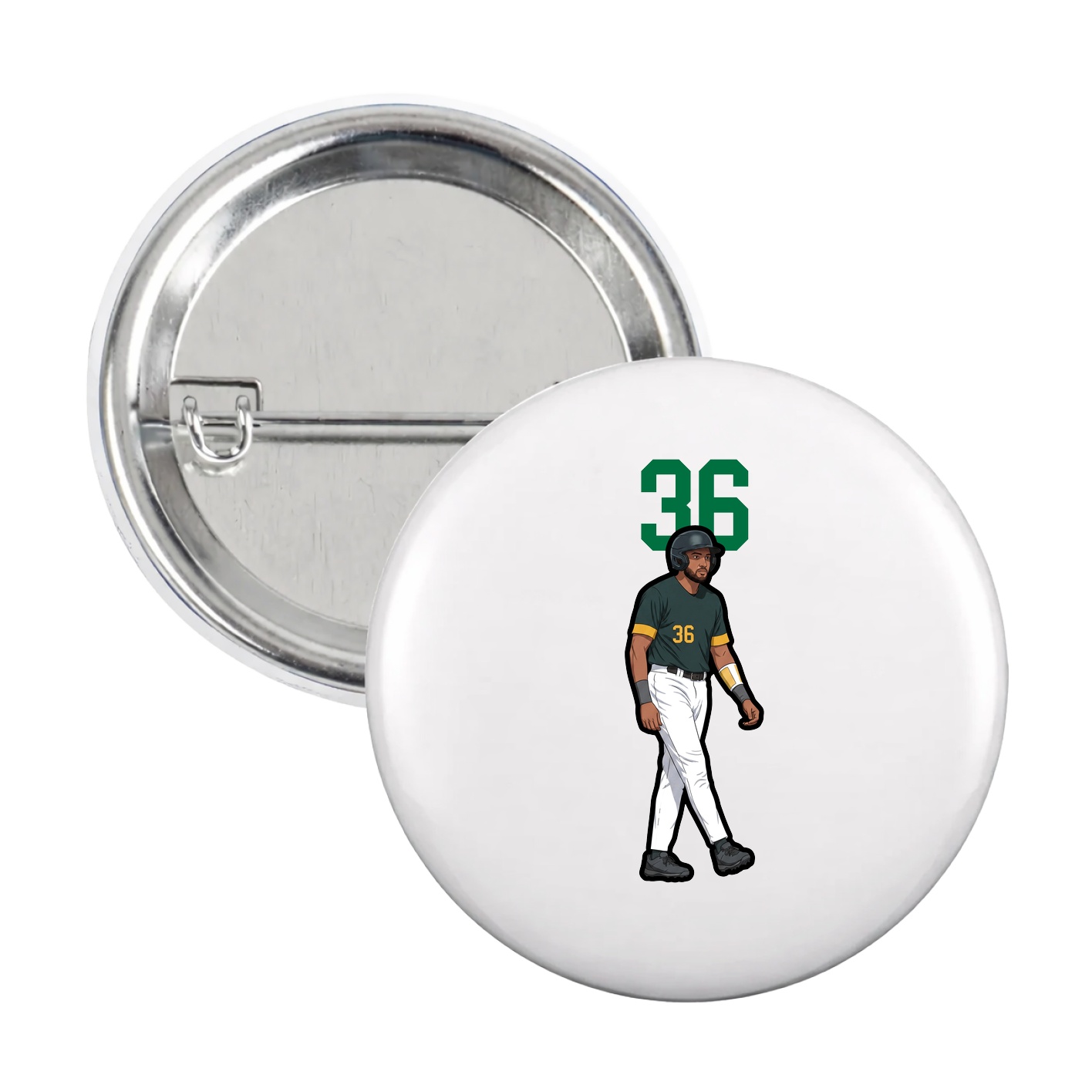 Game Day Button — Number Top in White