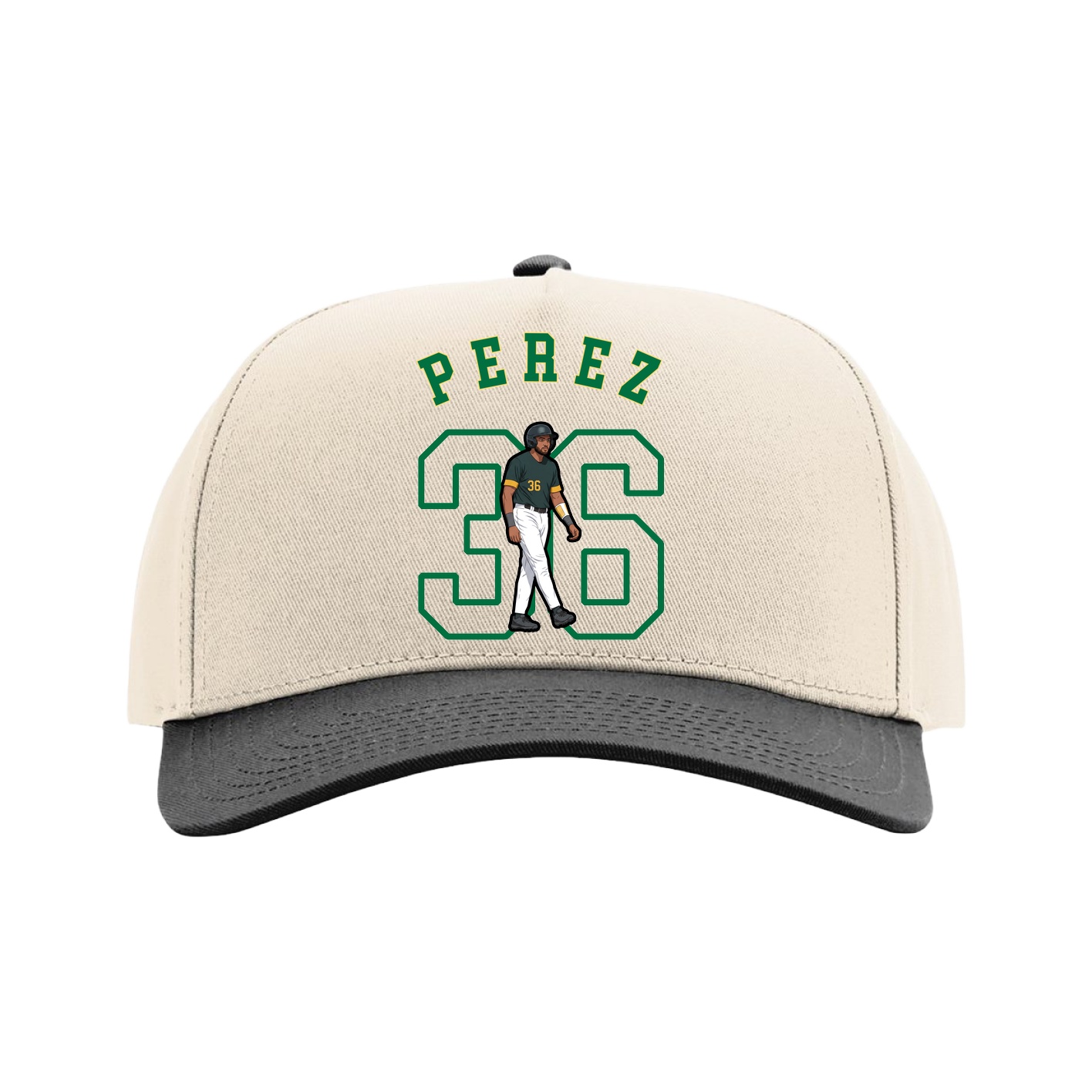 Full Fabric Five-Panel Champ Cap — Shirsey Arch in Cream/Black