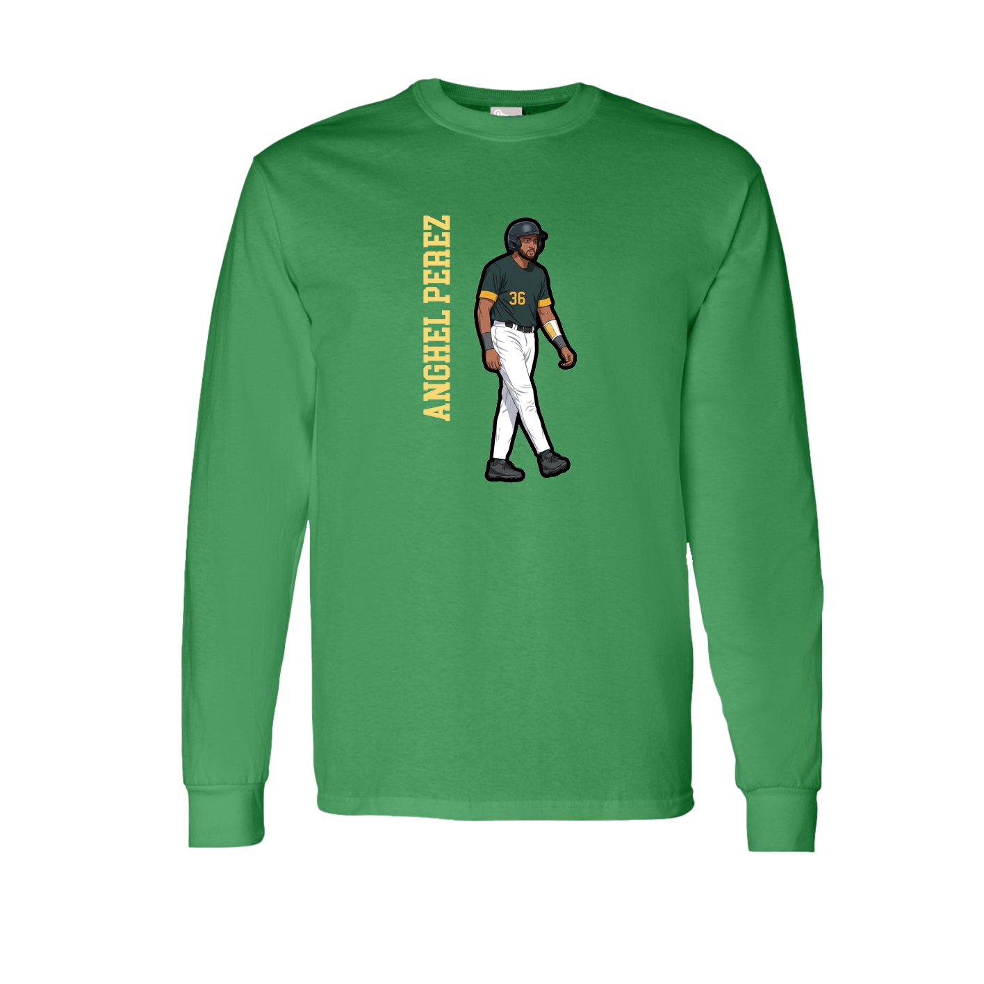 Long Sleeve Tee — Name Vertical in Green