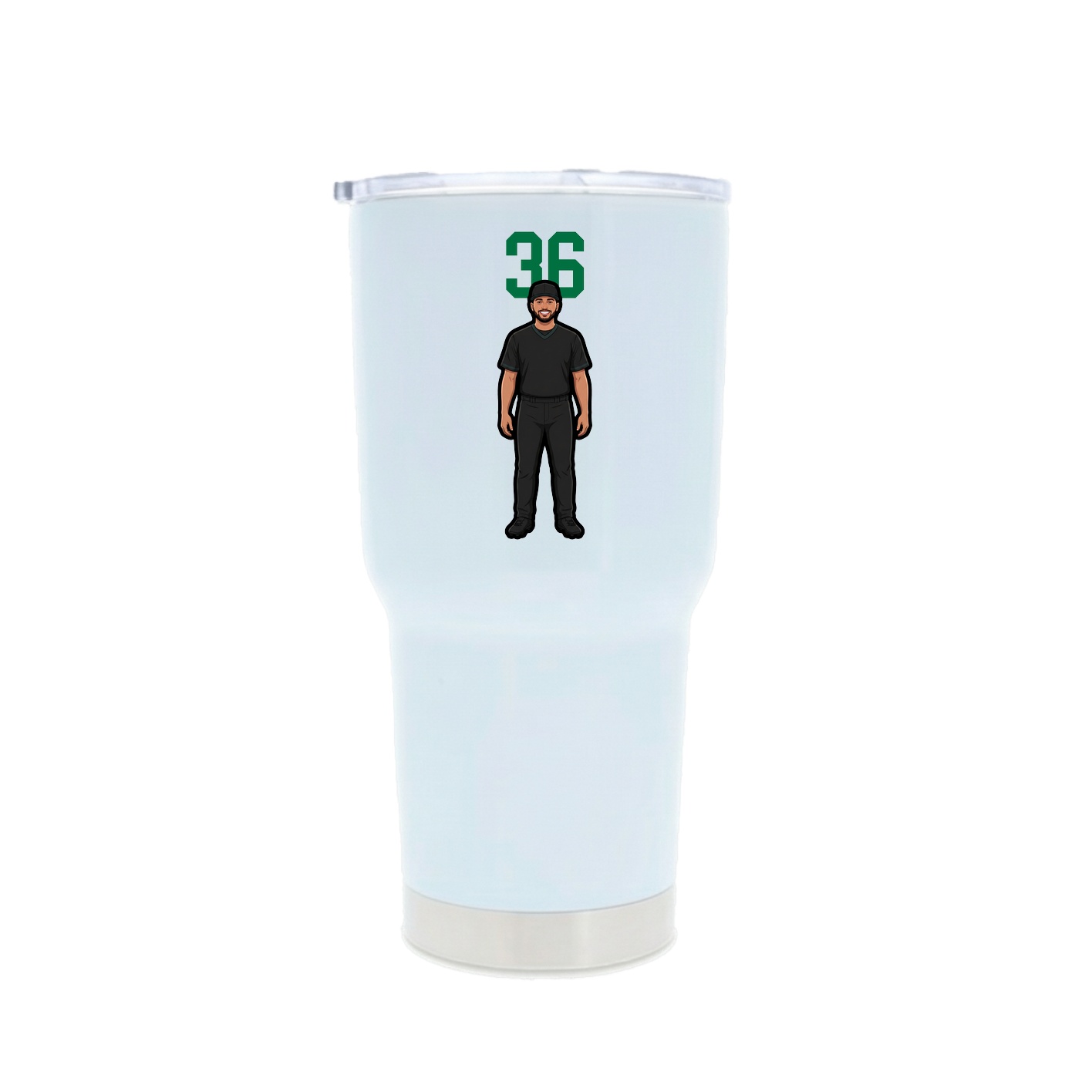 30oz Stainless Steel Tumbler — Number Top in White