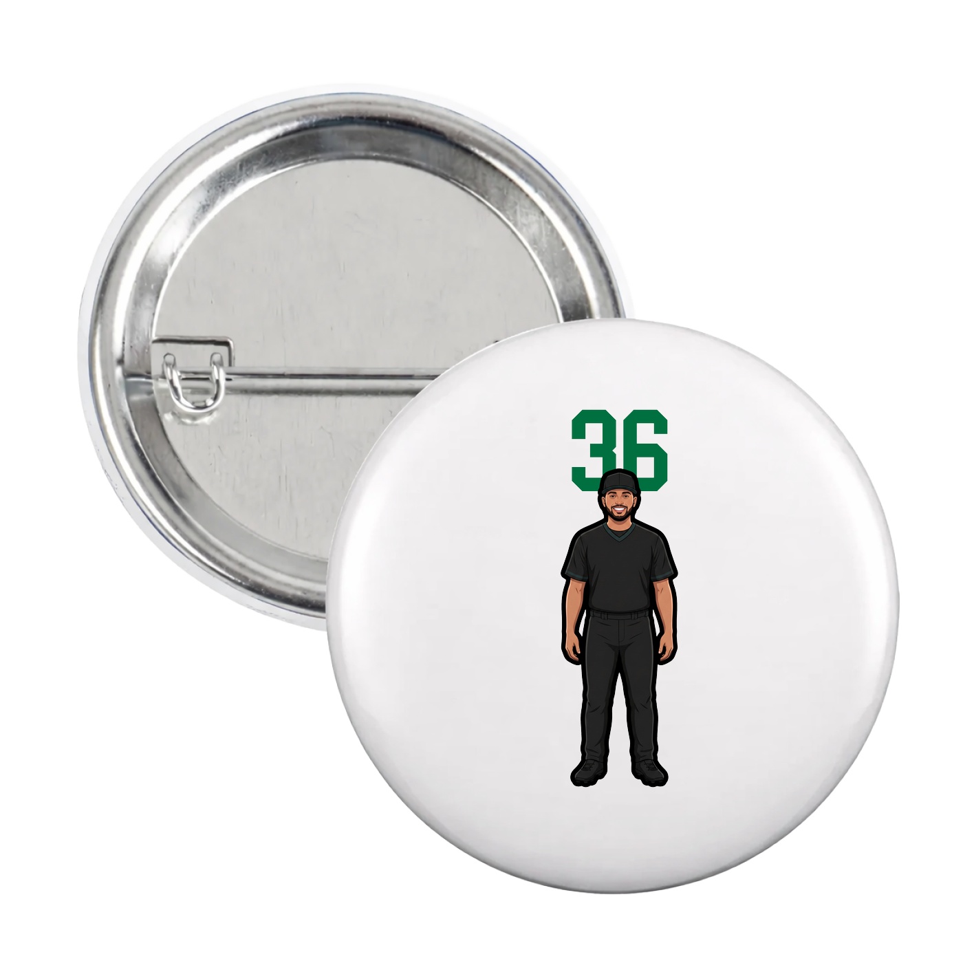 Game Day Button — Number Top in White