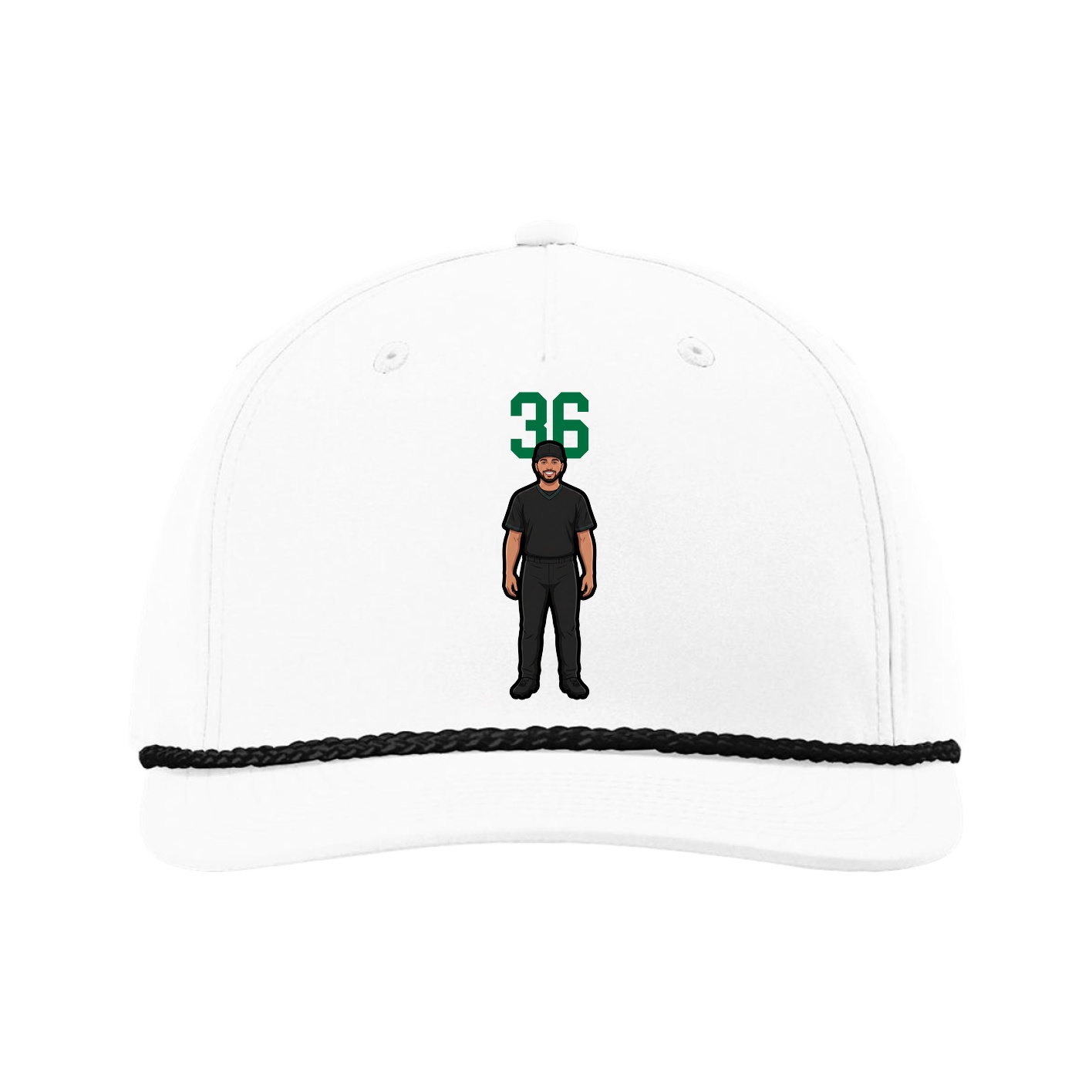 Five-Panel Classic Rope Cap — Number Top in White