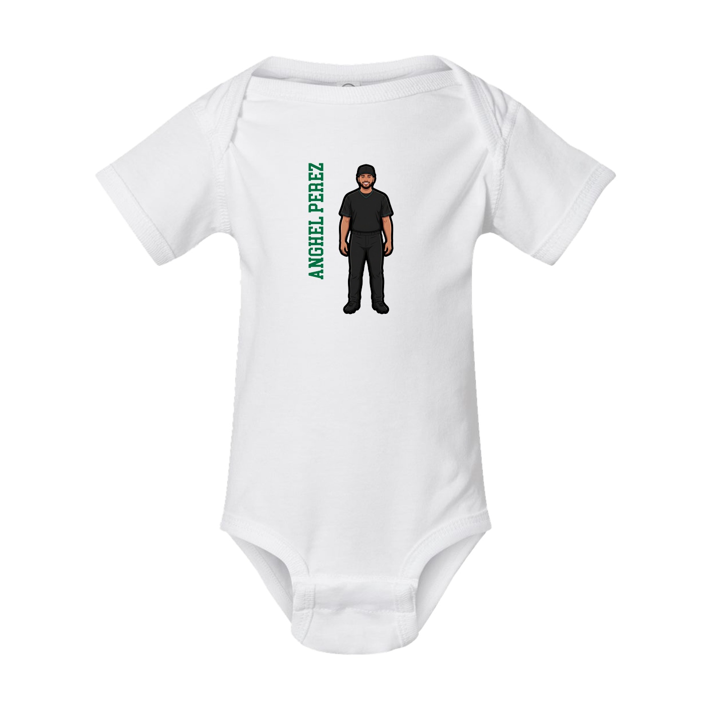 Baby Onesie — Name Vertical in White