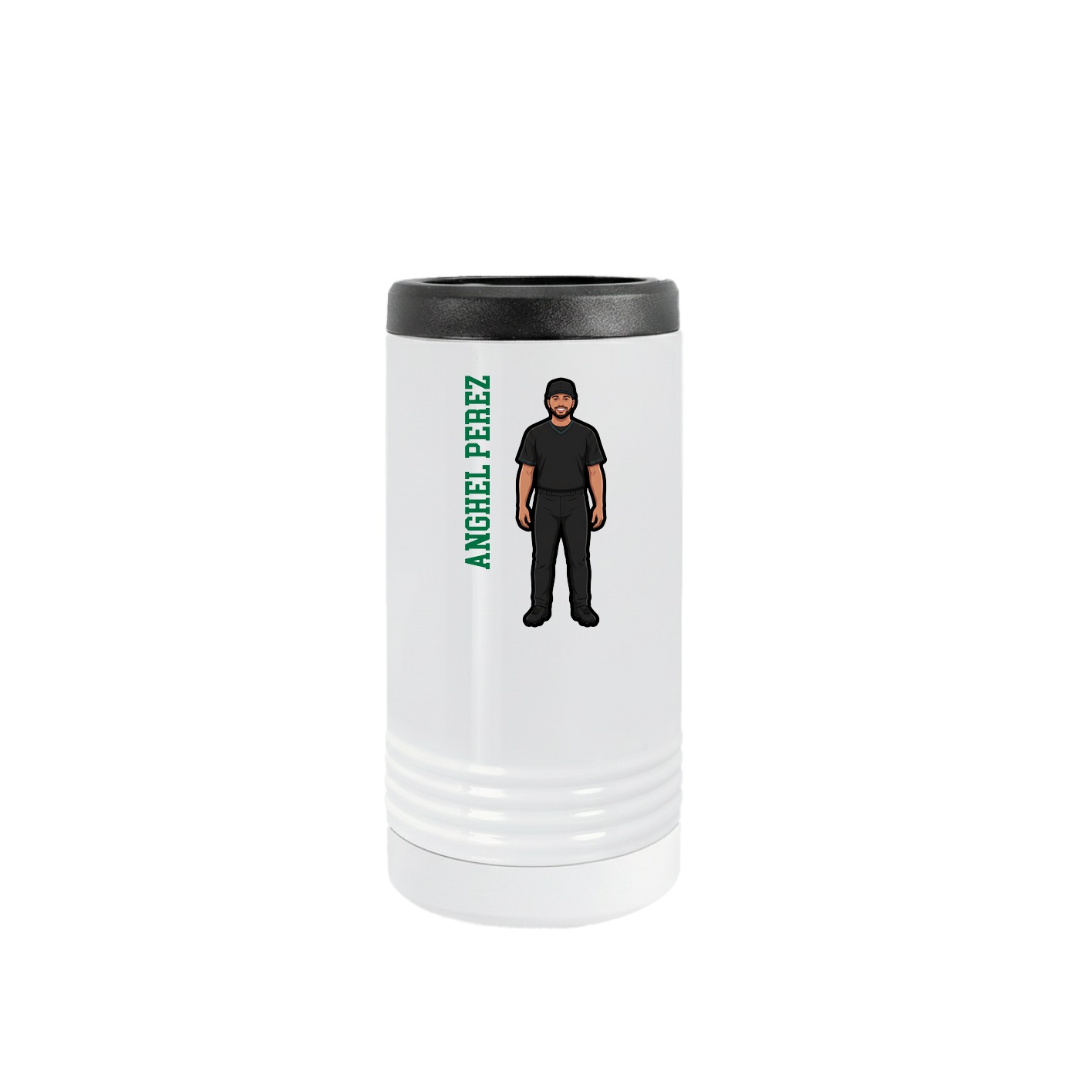 Slim Beverage Holder — Name Vertical in White