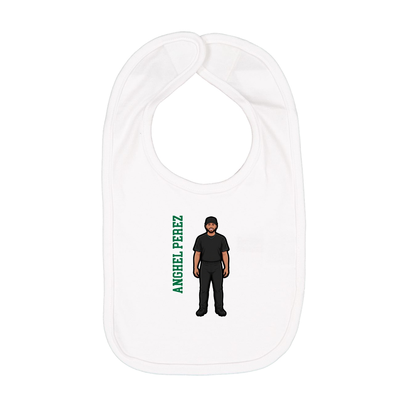 Infant Bib — Name Vertical in White