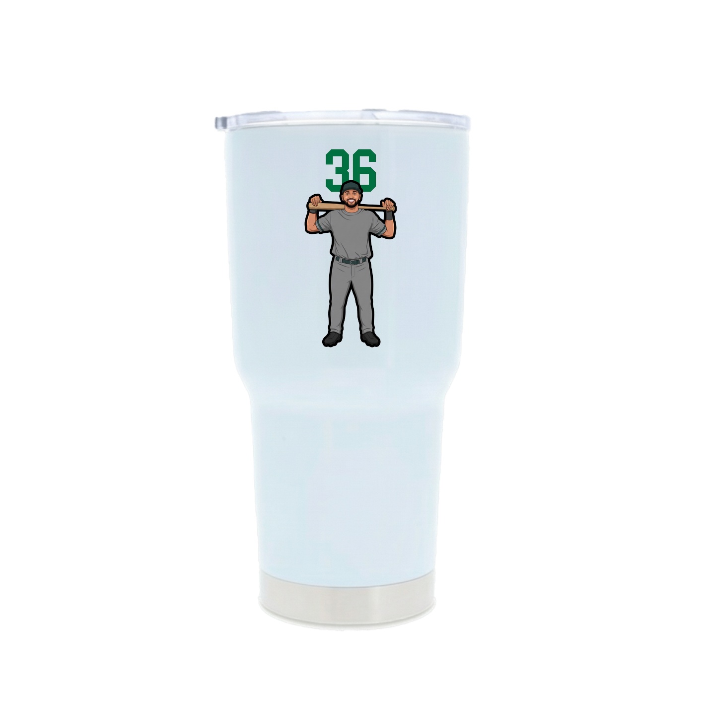 30oz Stainless Steel Tumbler — Number Top in White