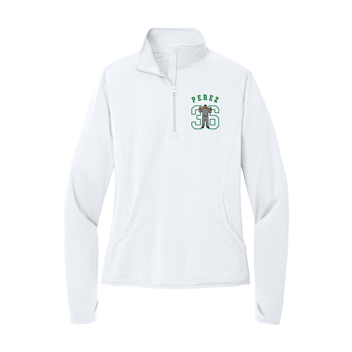 Women's Q-Zip Pullover — Shirsey Arch in White