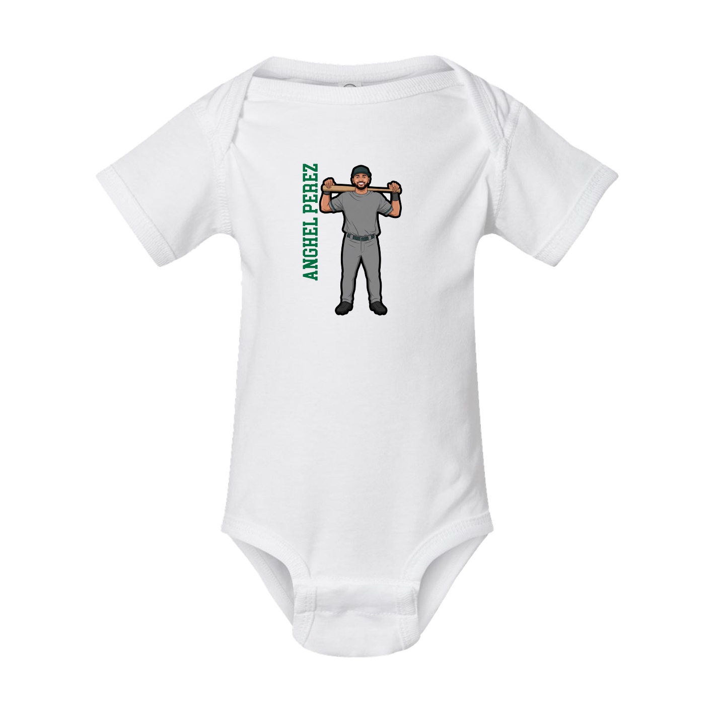 Baby Onesie — Name Vertical in White