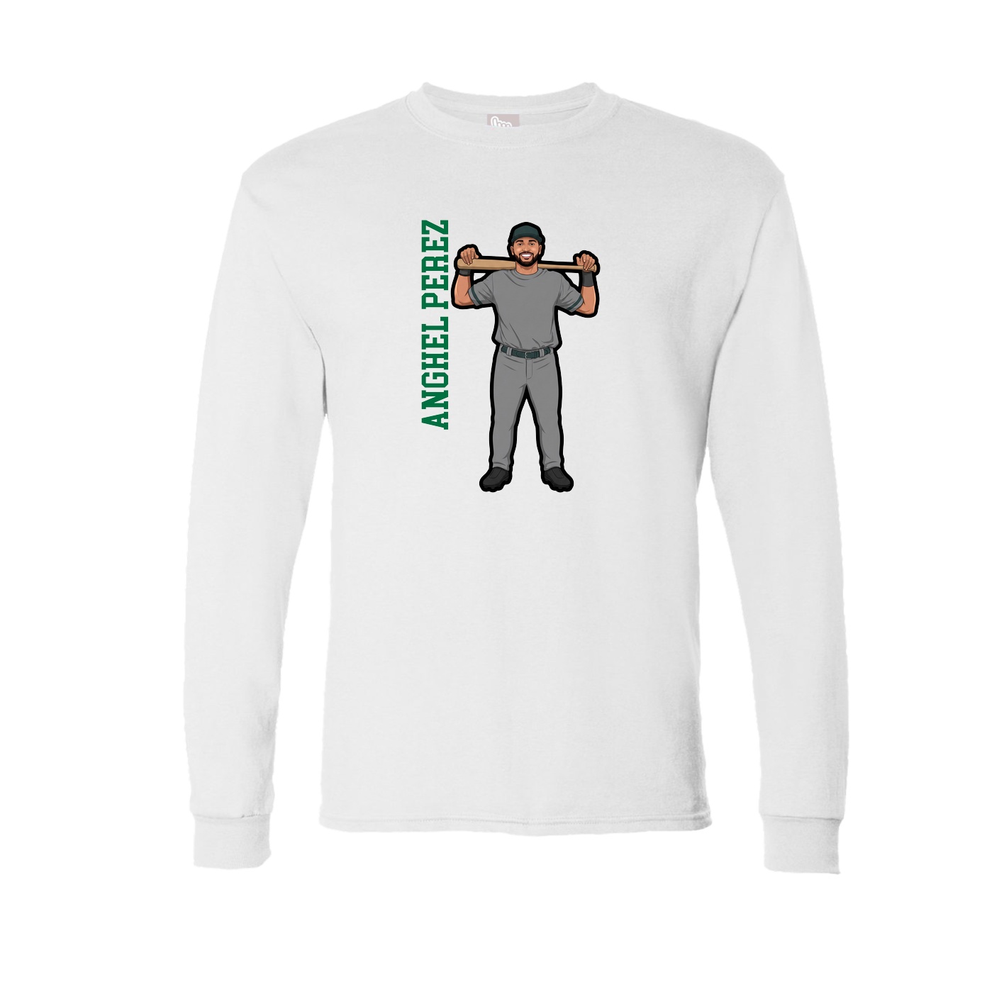 Long Sleeve Tee — Name Vertical in White