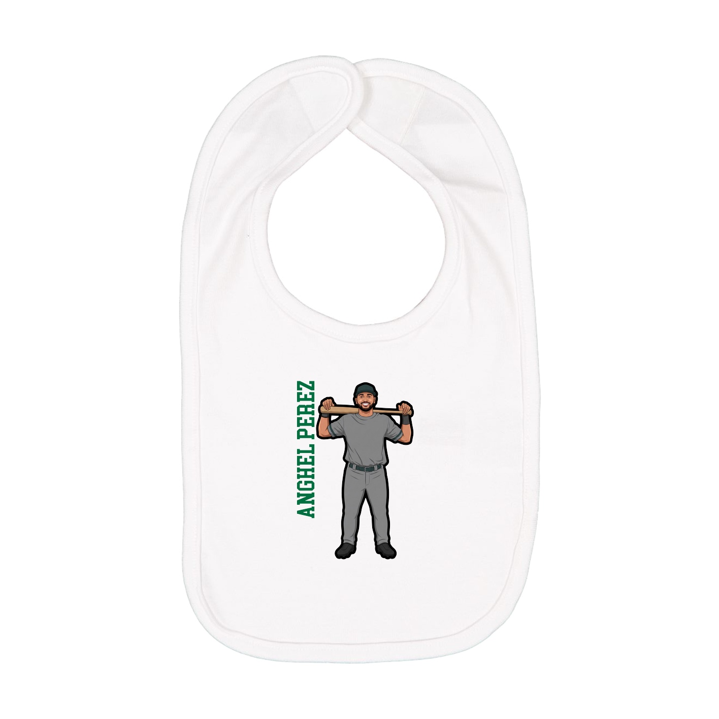 Infant Bib — Name Vertical in White
