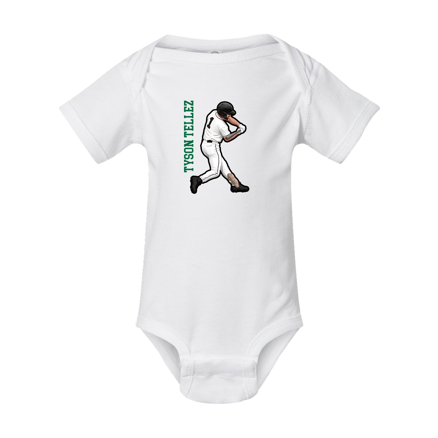 Baby Onesie — Name Vertical in White