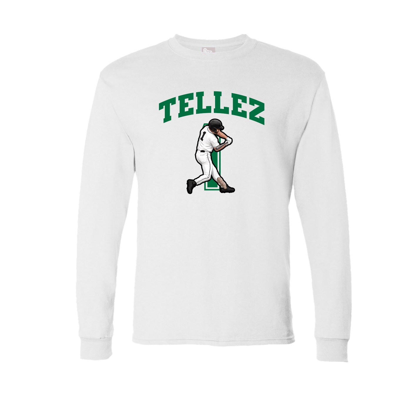 Long Sleeve Tee — Number in White