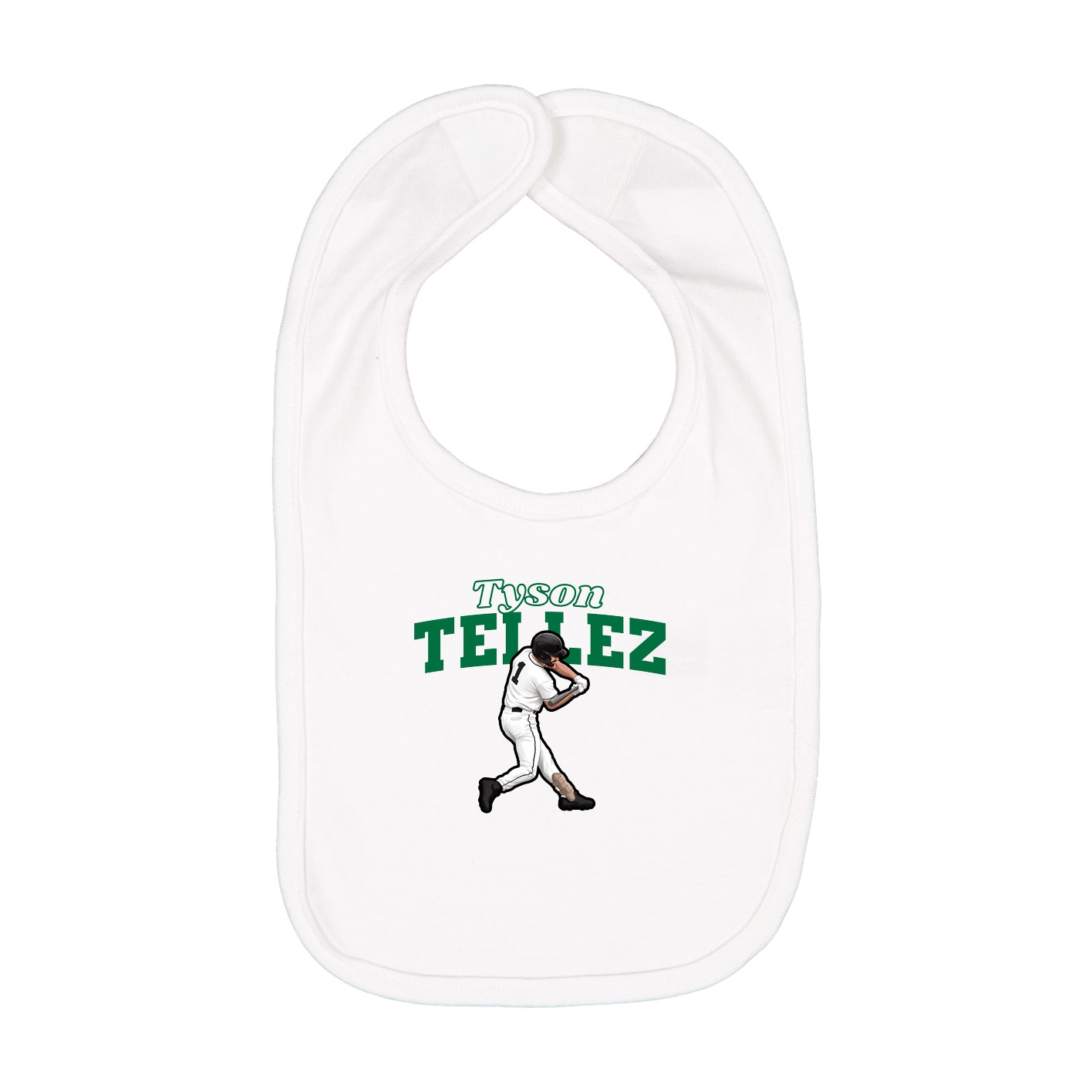 Infant Bib — Name Arch in White