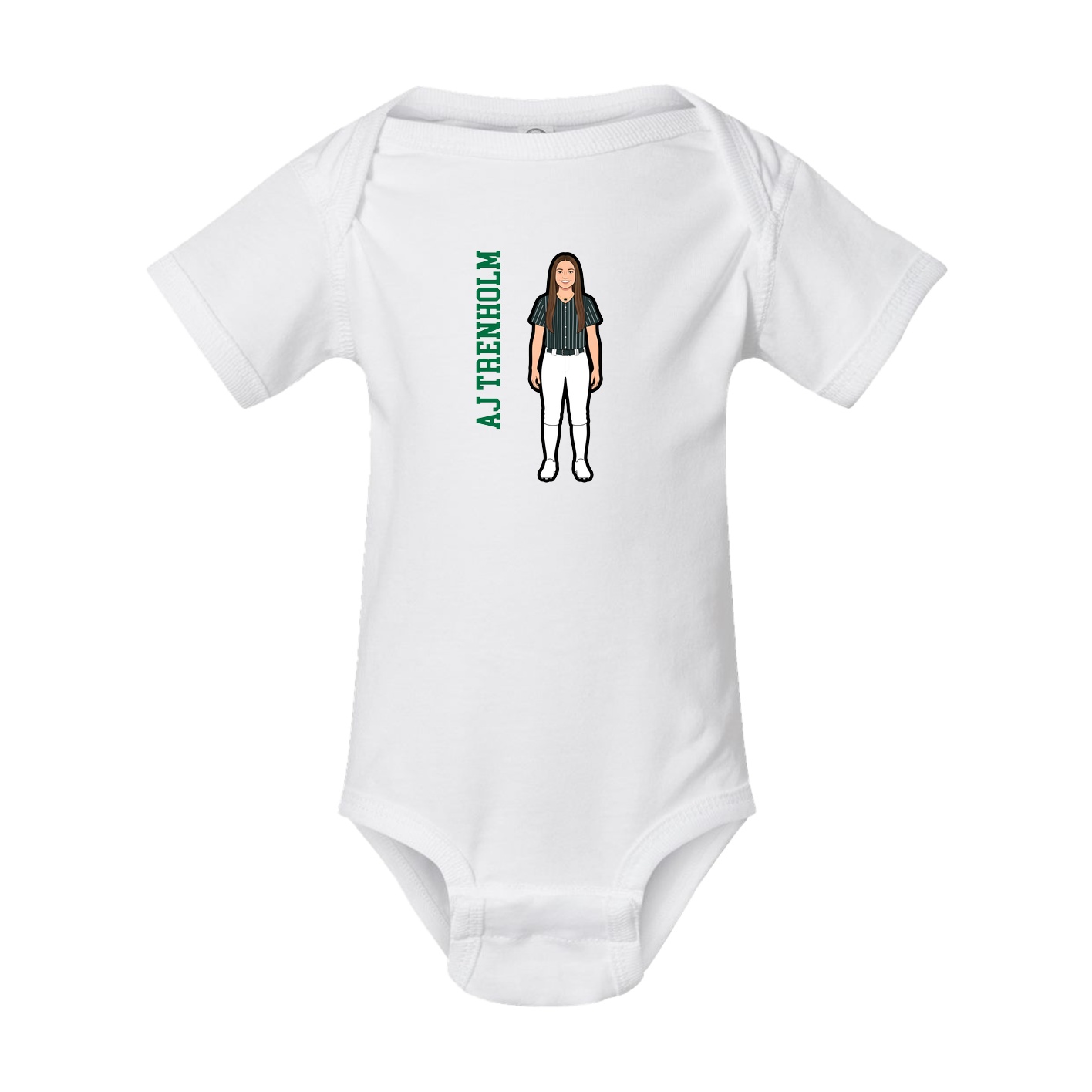 Baby Onesie — Name Vertical in White