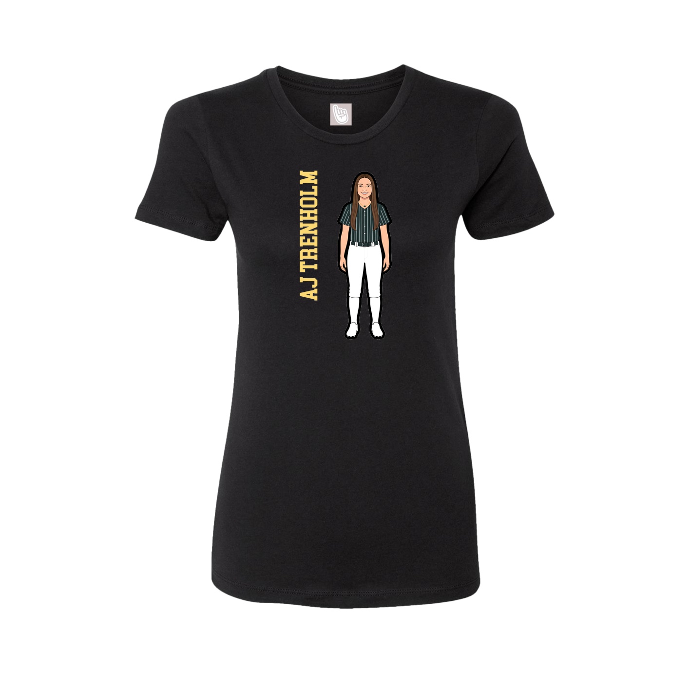 Womens Tee — Name Vertical in Black
