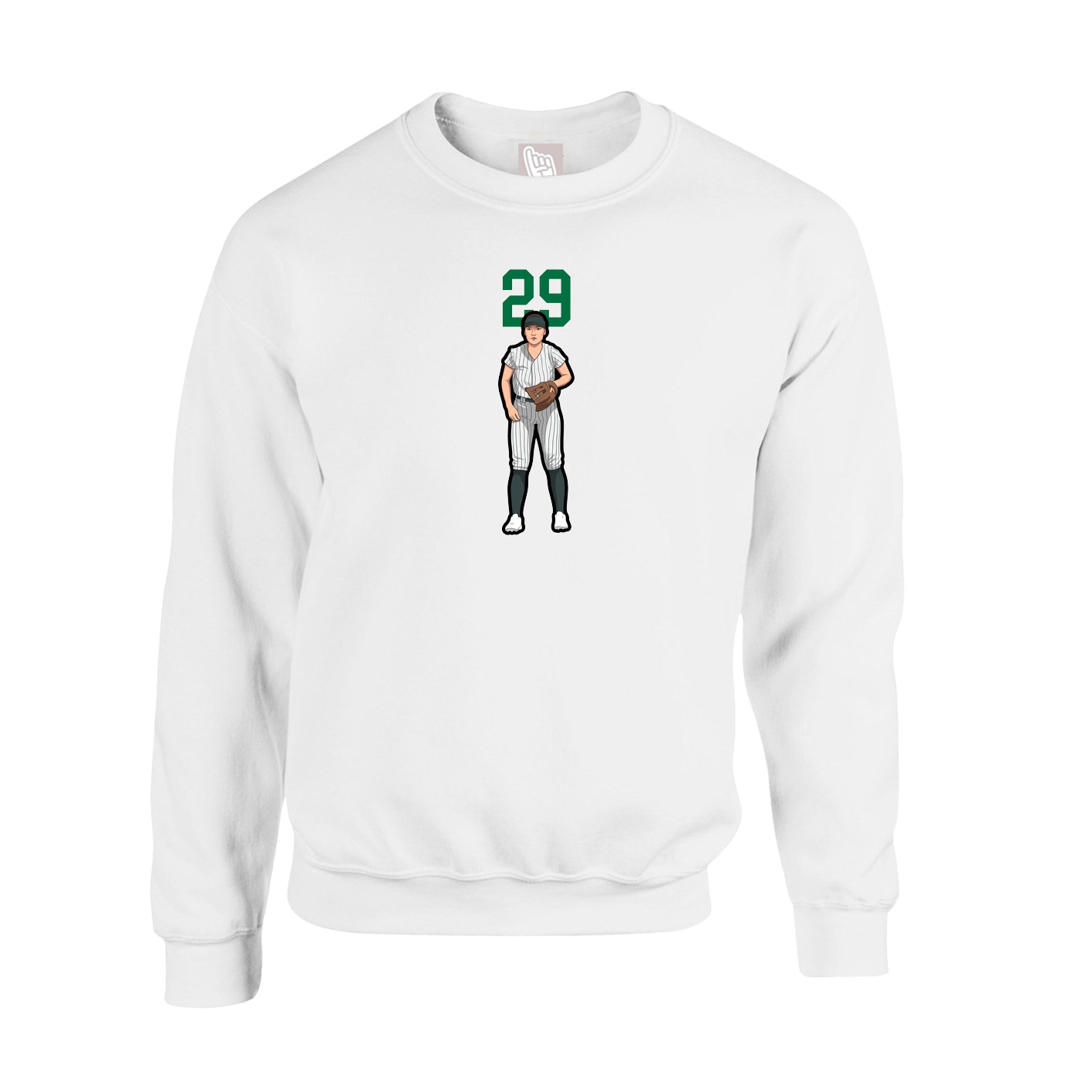 Fleece Crew — Number Top in White