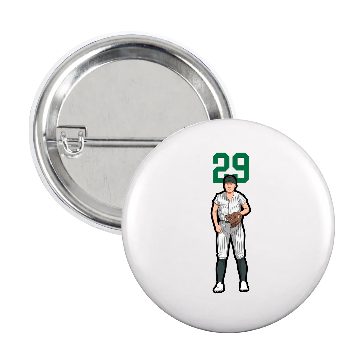 Game Day Button — Number Top in White
