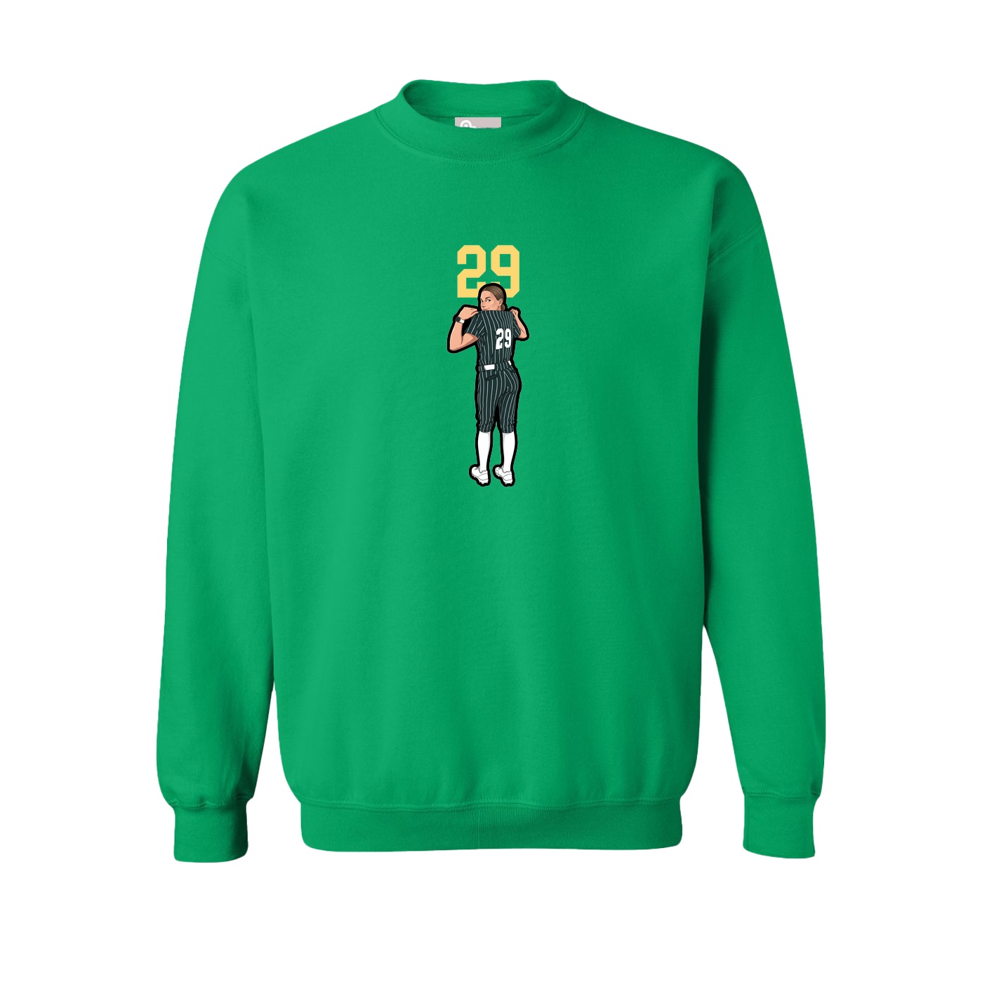 Fleece Crew — Number Top in Green