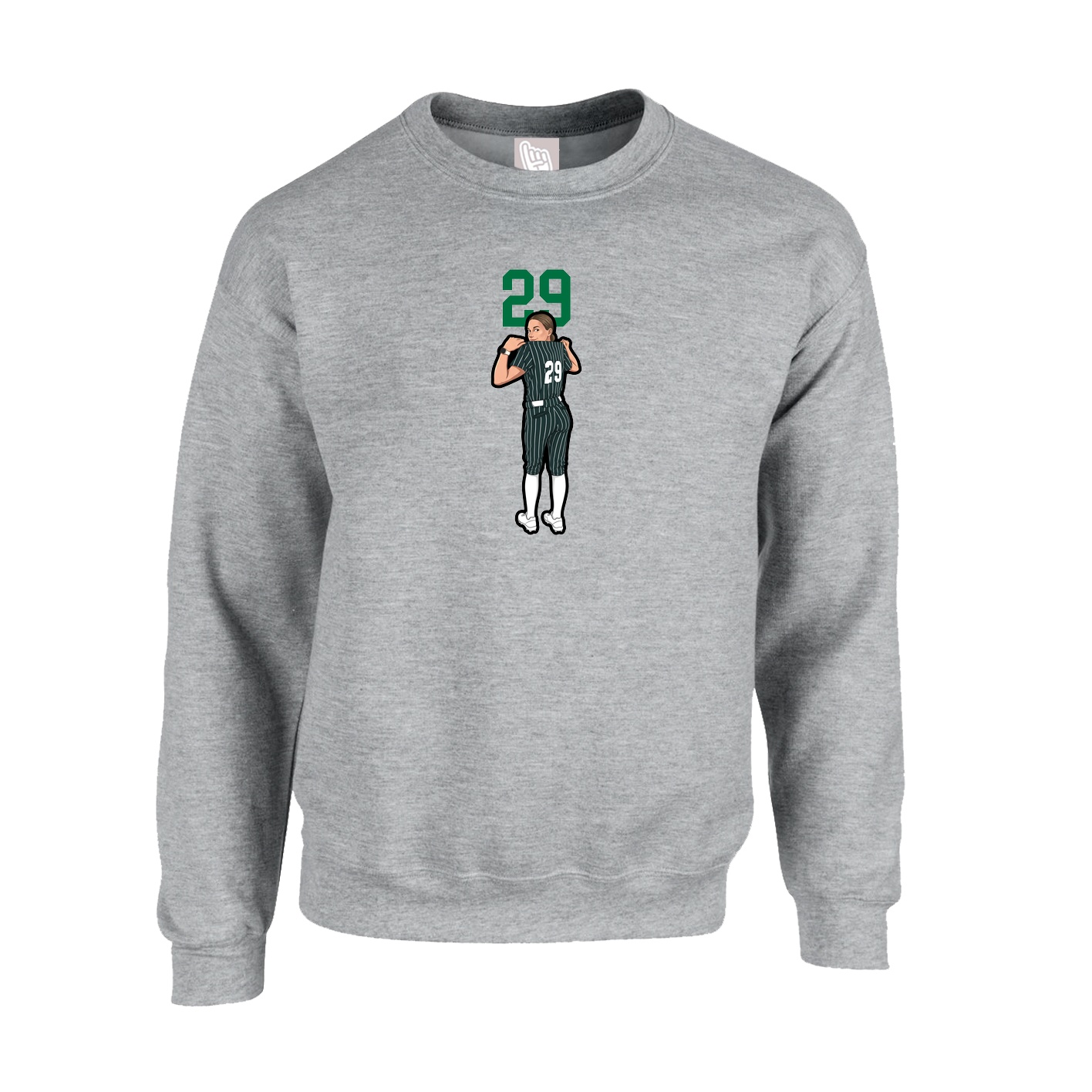 Fleece Crew — Number Top in Grey