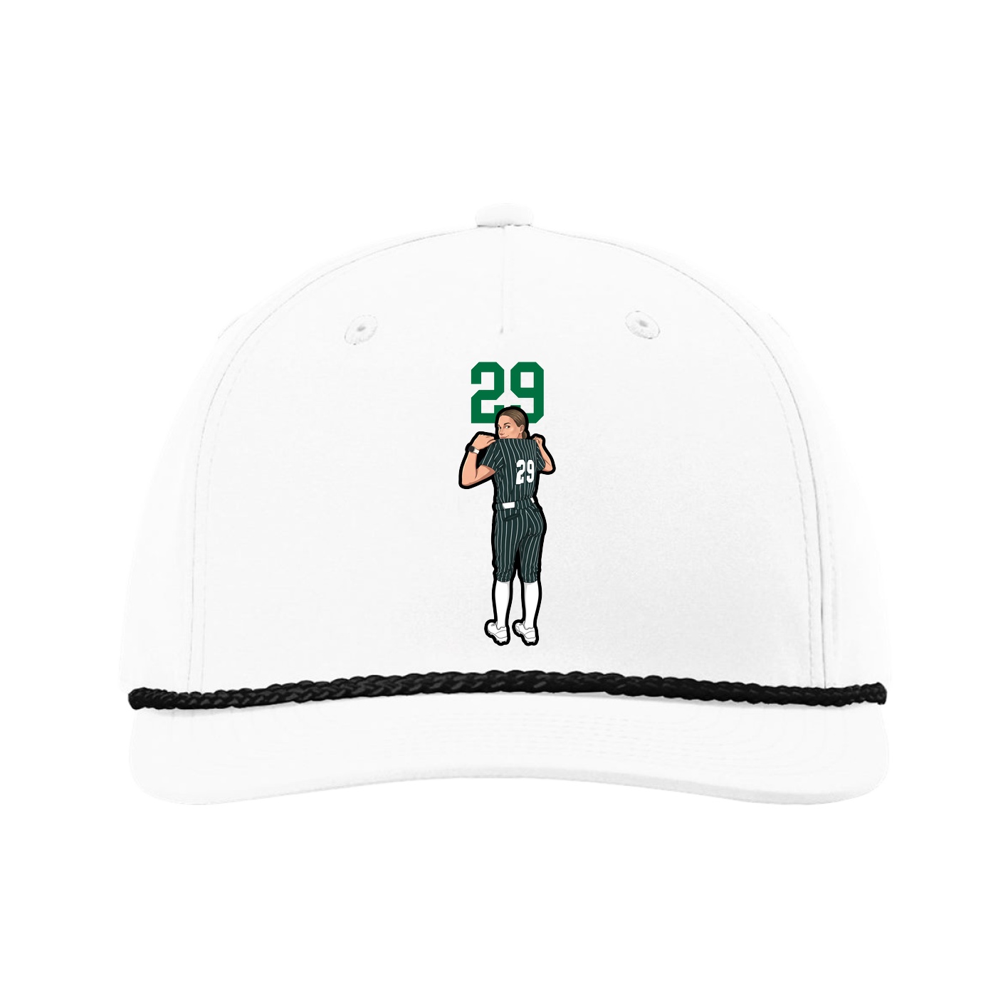 Five-Panel Classic Rope Cap — Number Top in White