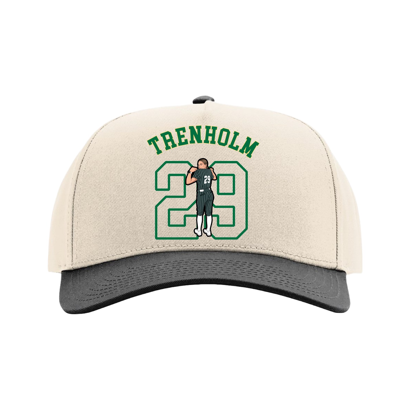 Full Fabric Five-Panel Champ Cap — Shirsey Arch in Cream/Black
