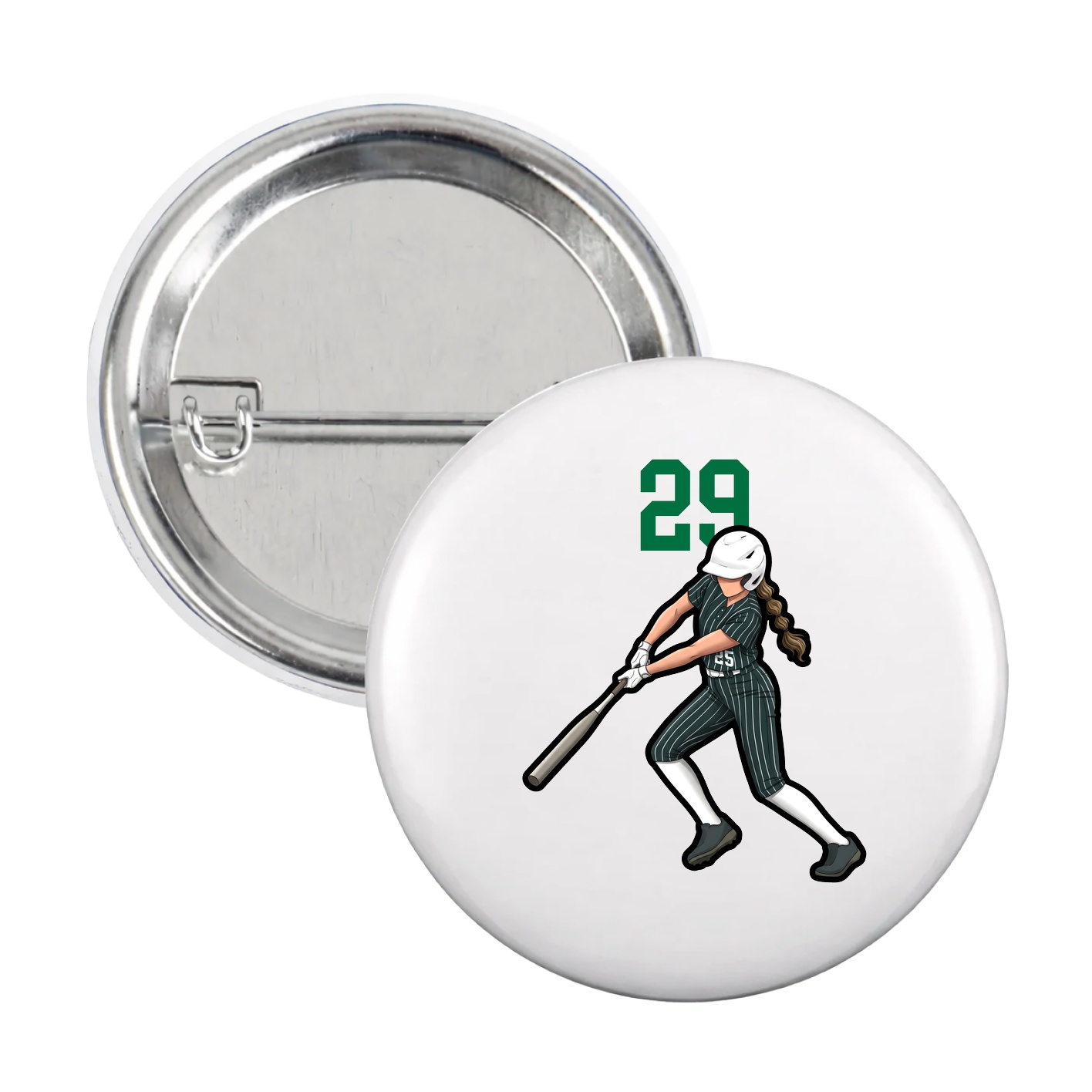 Game Day Button — Number Top in White