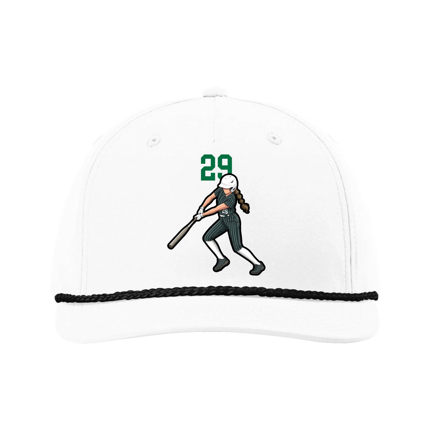 Five-Panel Classic Rope Cap — Number Top in White