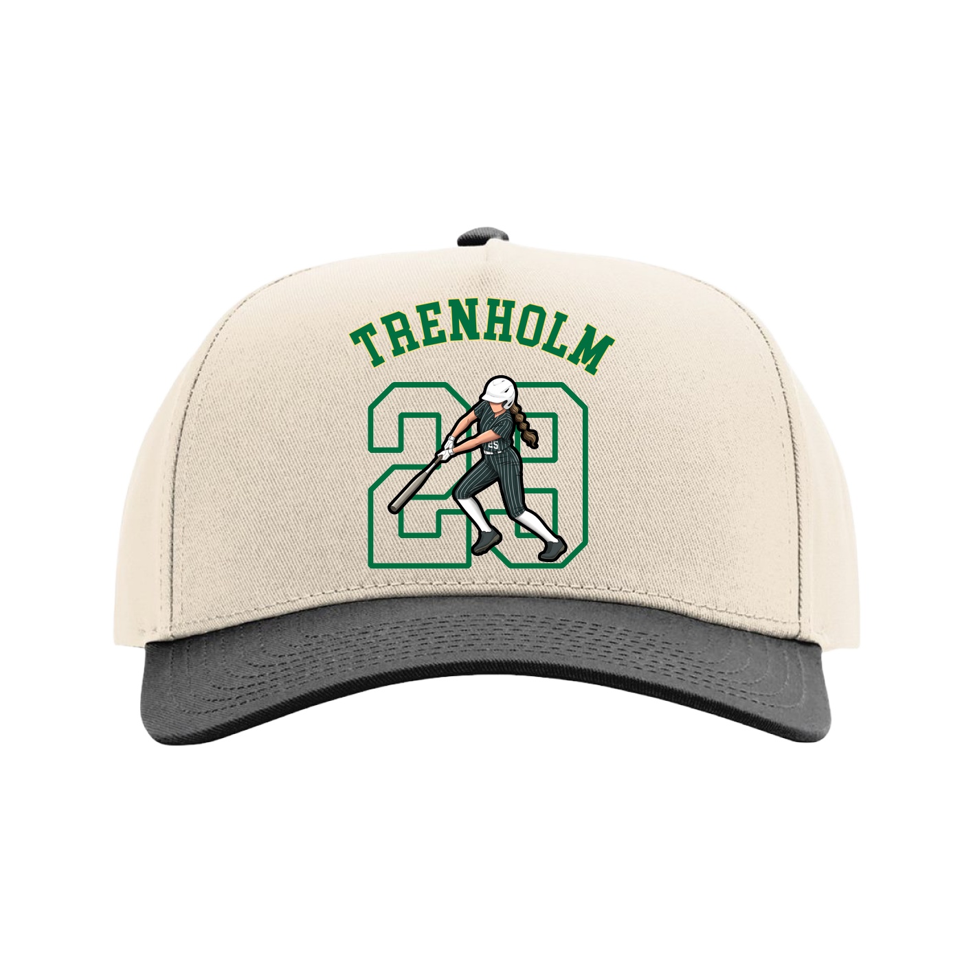 Full Fabric Five-Panel Champ Cap — Shirsey Arch in Cream/Black