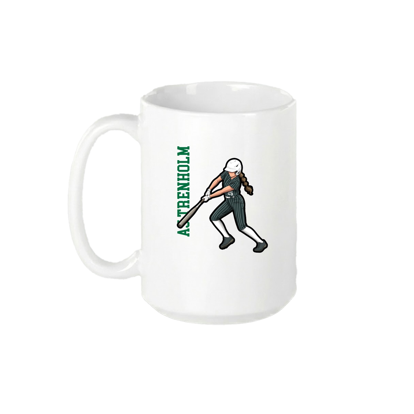 15oz Coffee Mug — Name Vertical in White