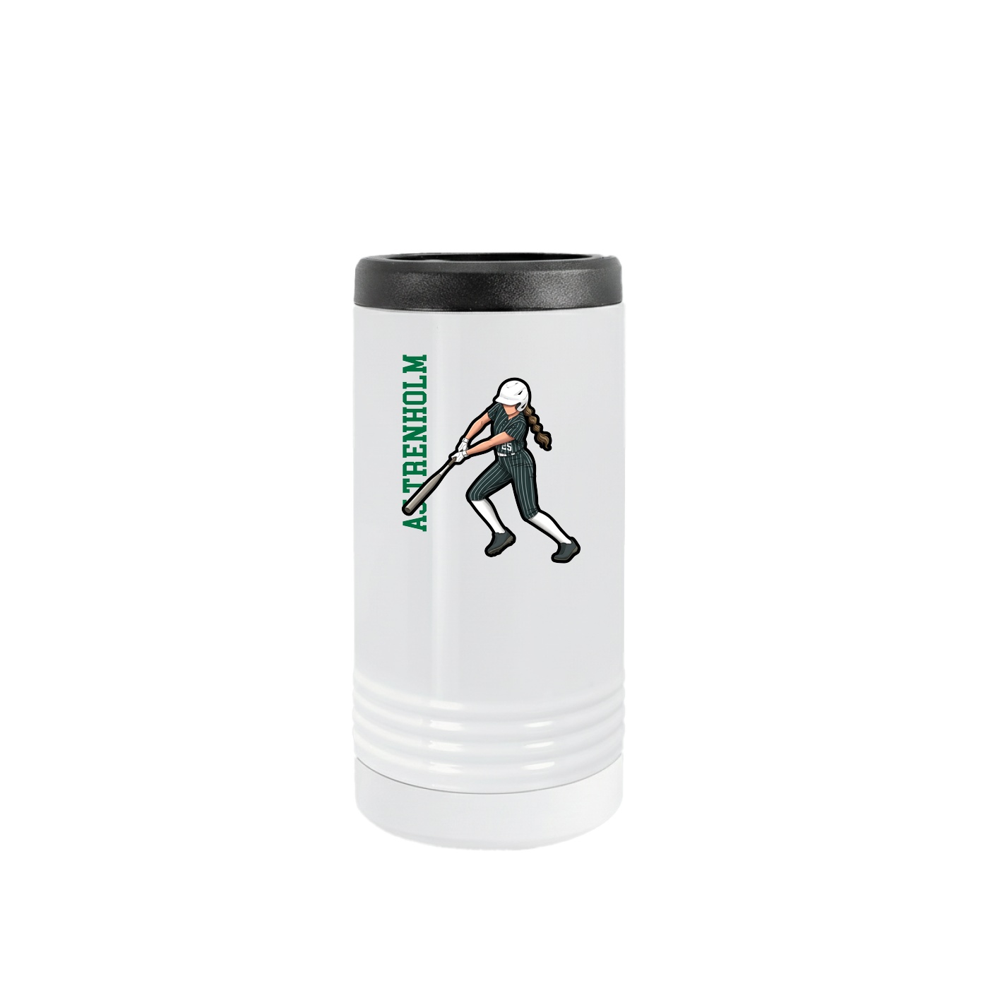 Slim Beverage Holder — Name Vertical in White