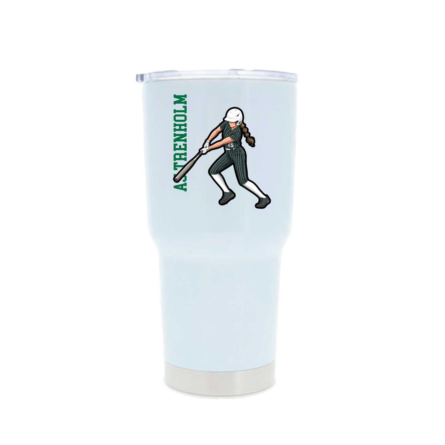 30oz Stainless Steel Tumbler — Name Vertical in White