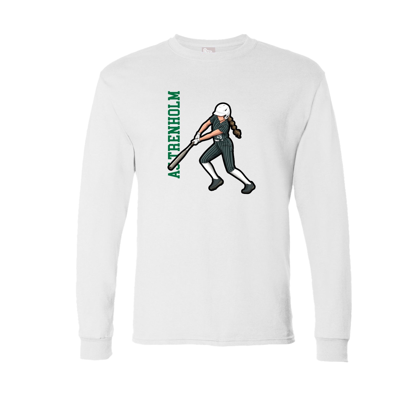 Long Sleeve Tee — Name Vertical in White