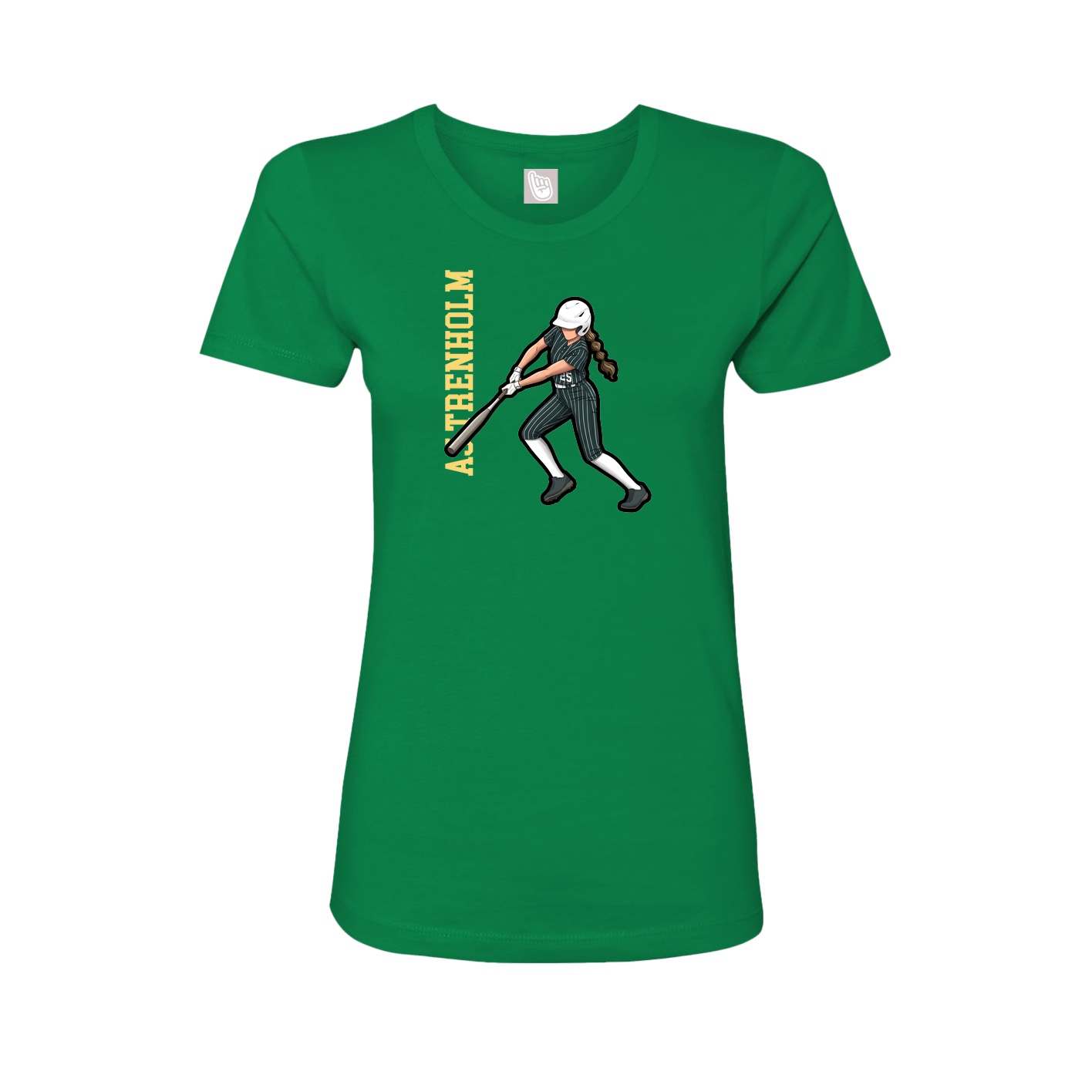 Fitted Women's Tee — Name Vertical in Green