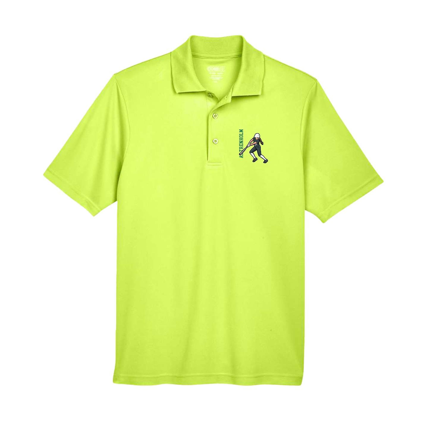 Performance Polo — Name Vertical in Yellow