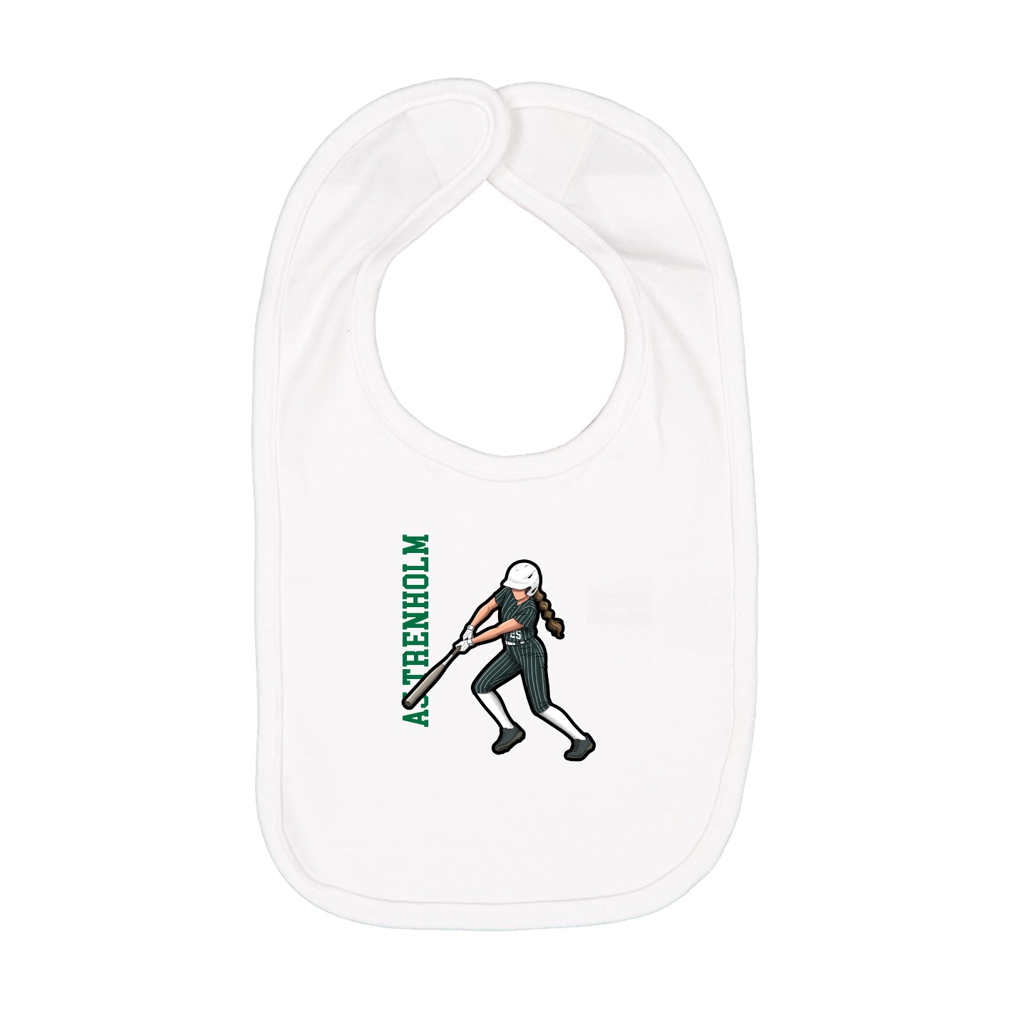 Infant Bib — Name Vertical in White