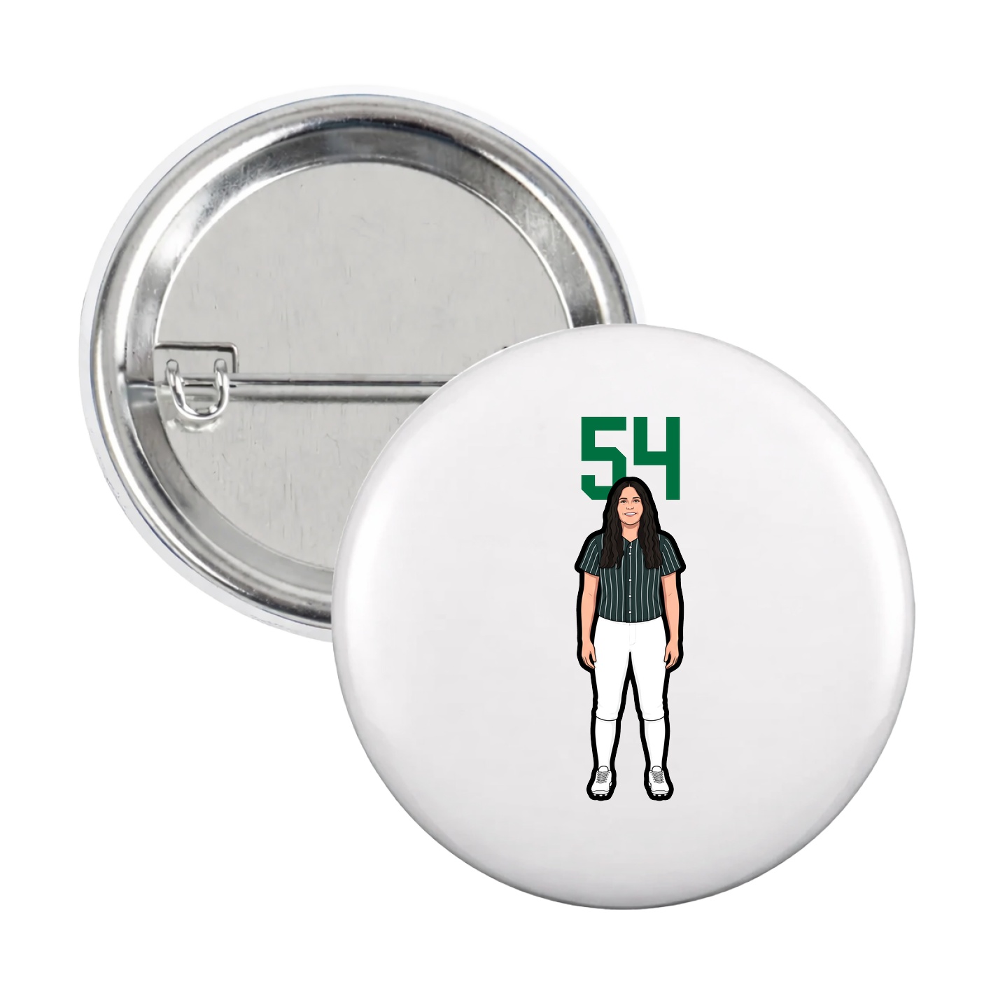 Game Day Button — Number Top in White