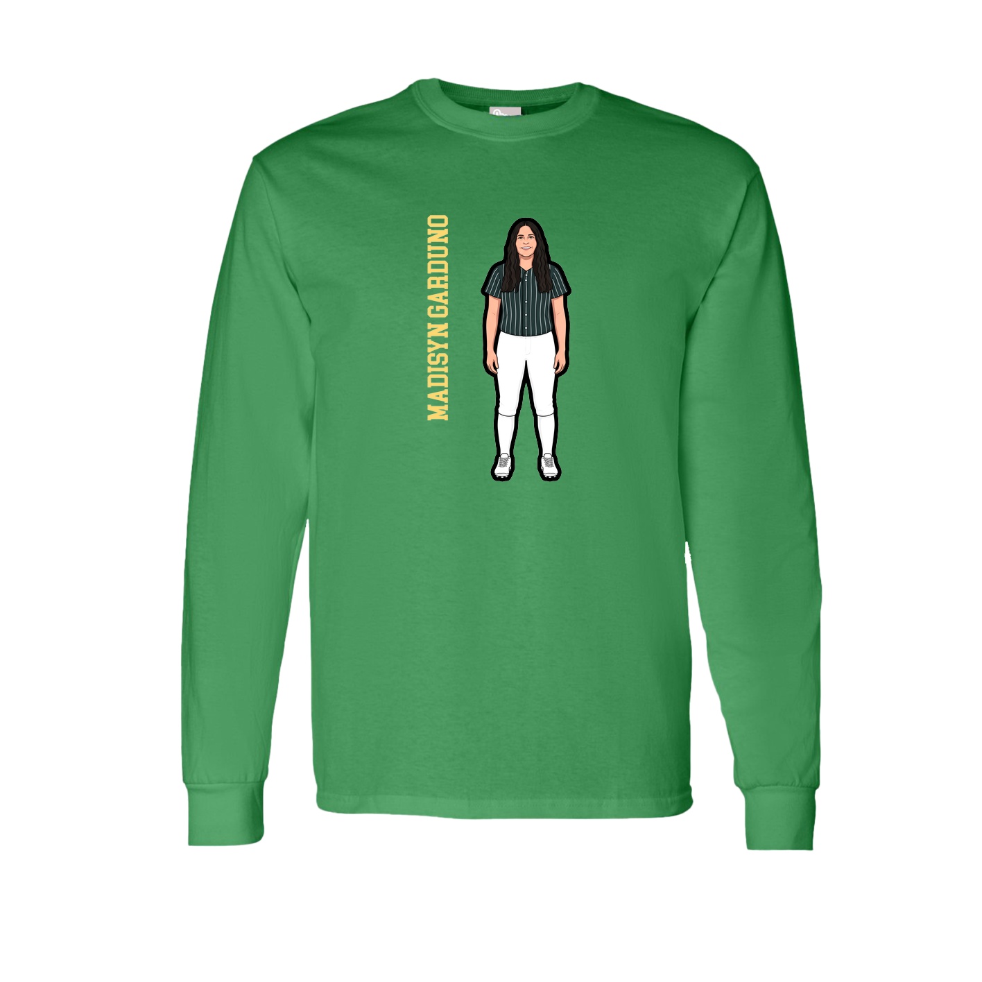 Long Sleeve Tee — Name Vertical in Green