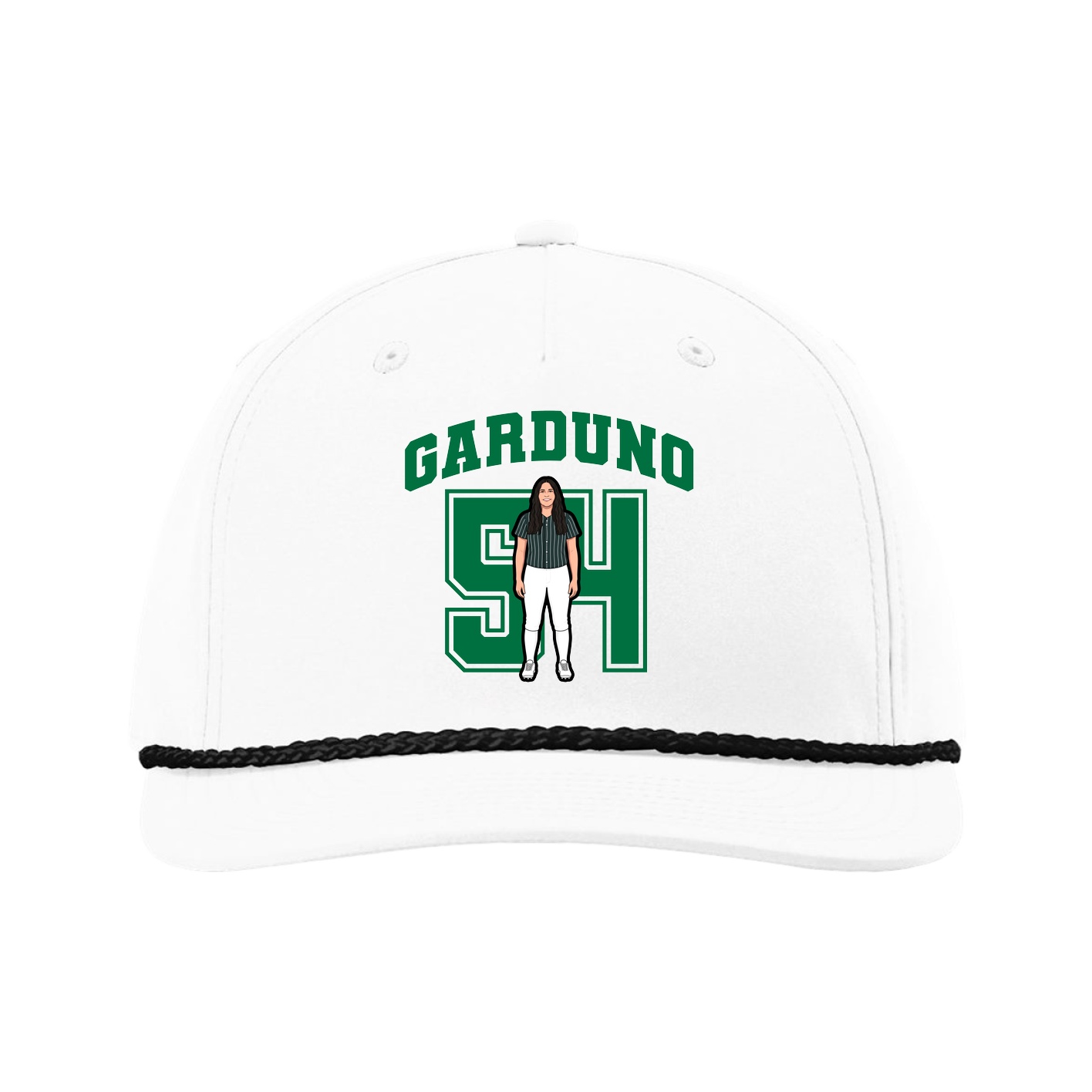 Five-Panel Classic Rope Cap — Number in White