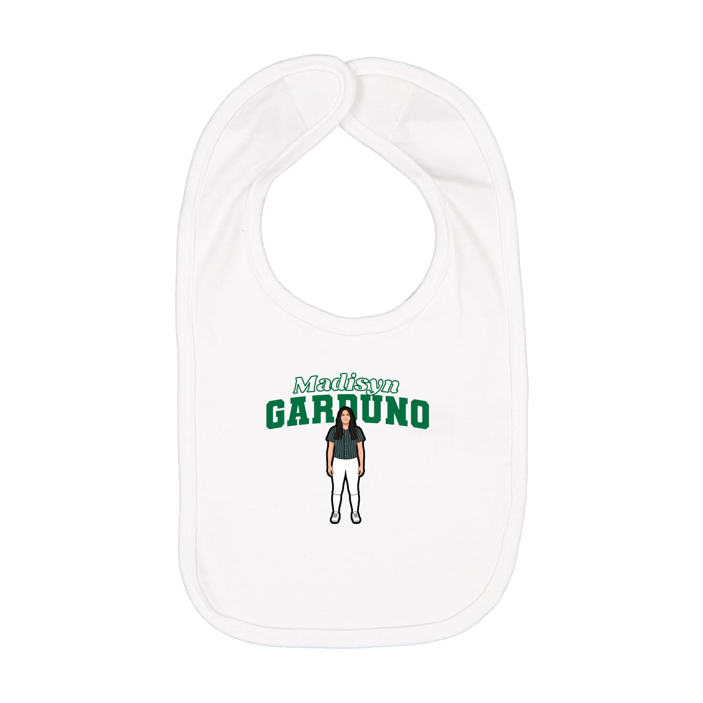 Infant Bib — Name Arch in White