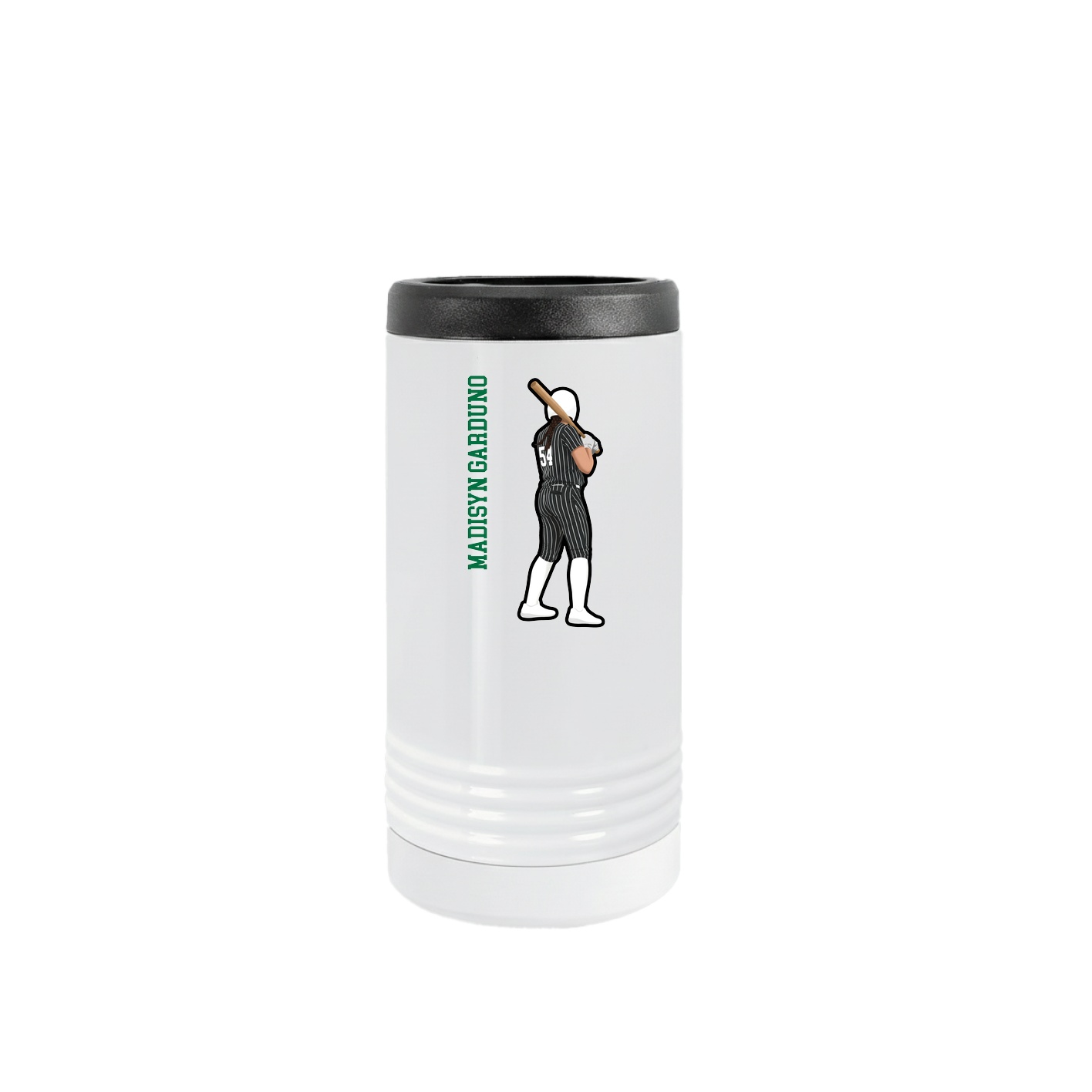 Slim Beverage Holder — Name Vertical in White